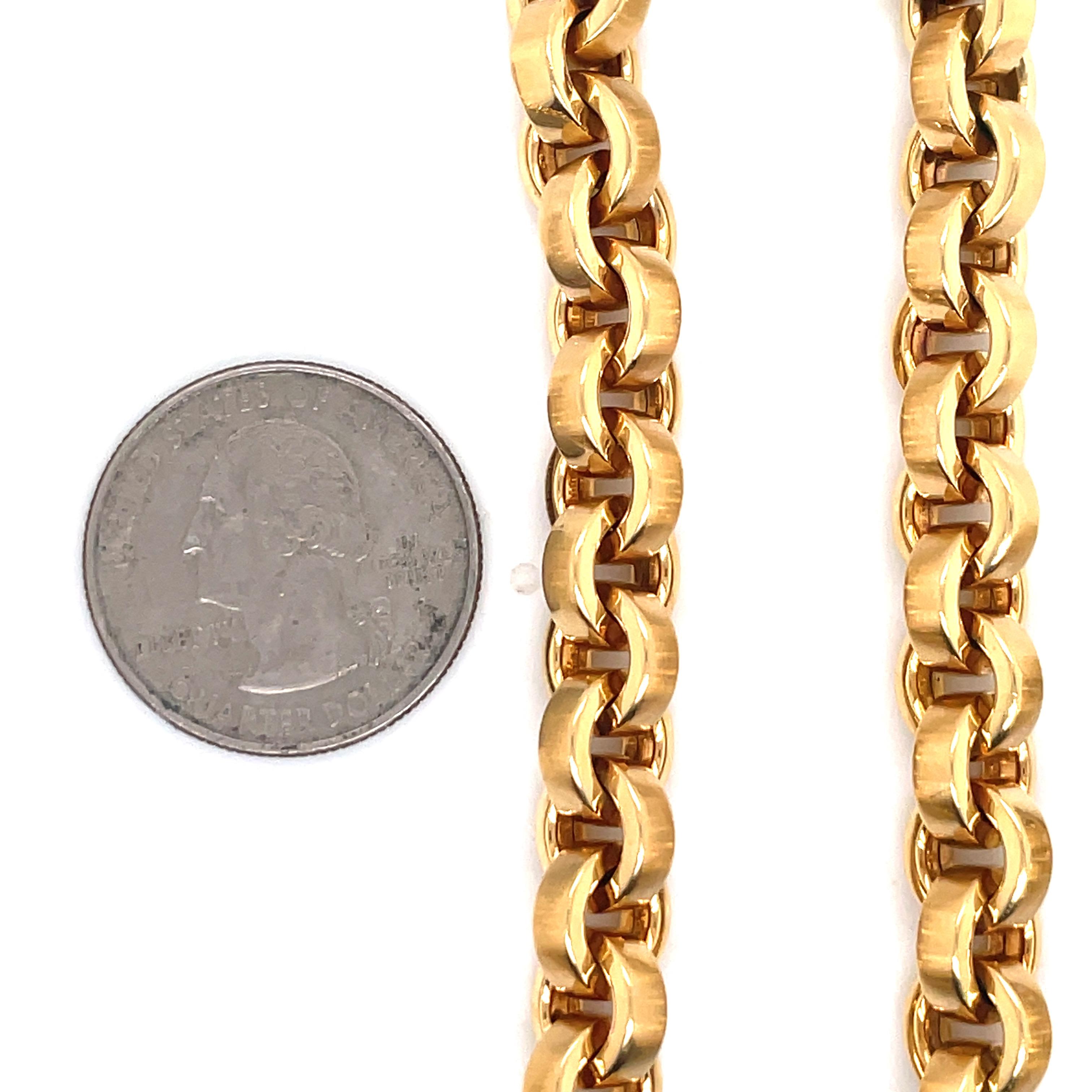 Isabelle Fa Polish & Brushed Link Bracelet Princess Cut Diamond Clasp 89.7 Grams For Sale 6