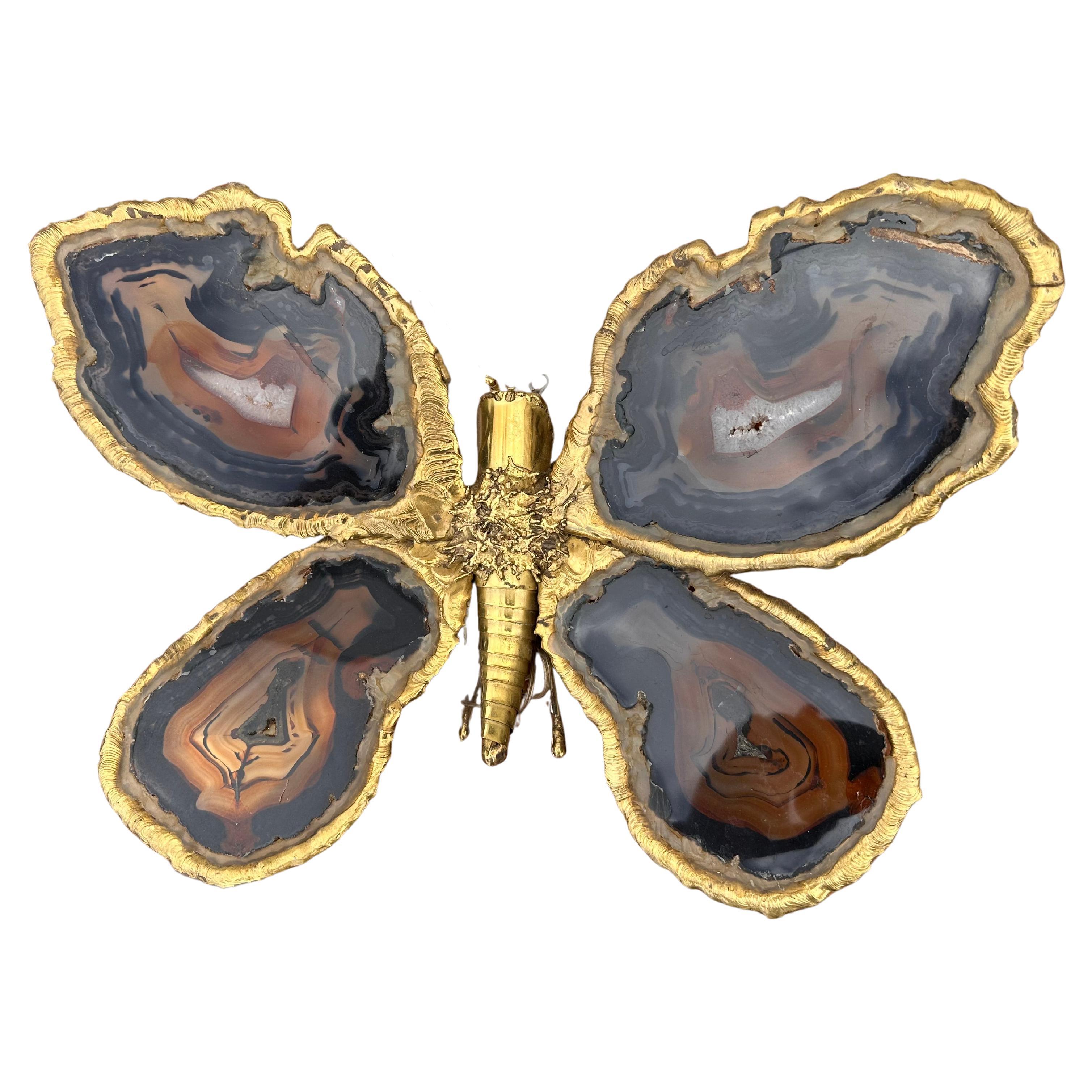 Isabelle Faure Butterfly agate and Brass Wall Sconce