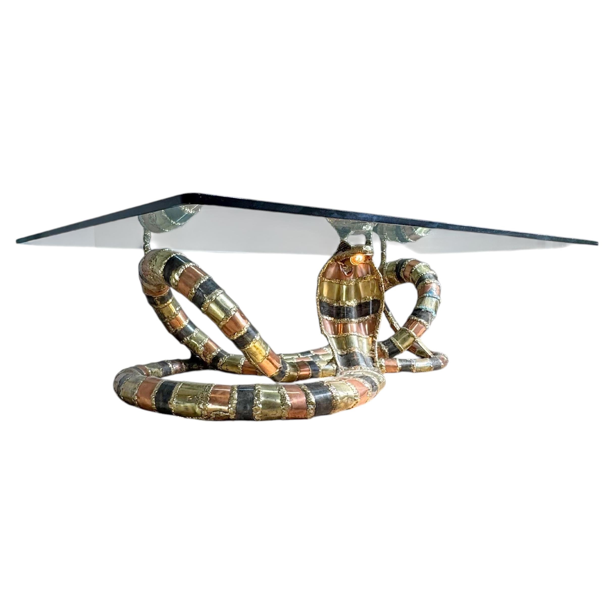Isabelle Faure Cobra Snake Sculpture Coffee Table With Light