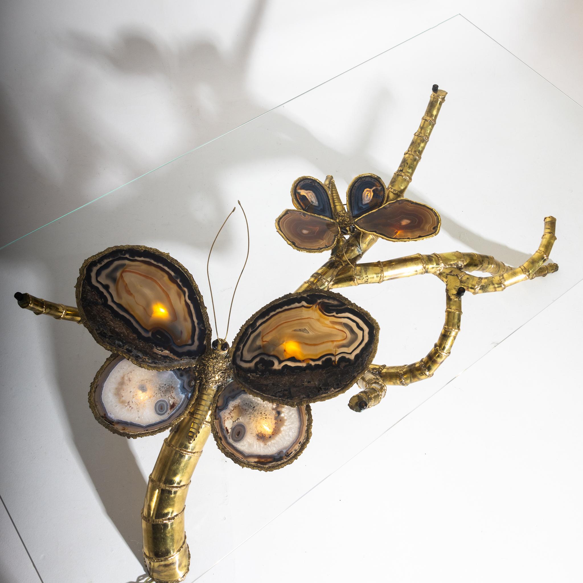 Organic Modern Isabelle Faure Coffee Table with Butterflies, circa 1980