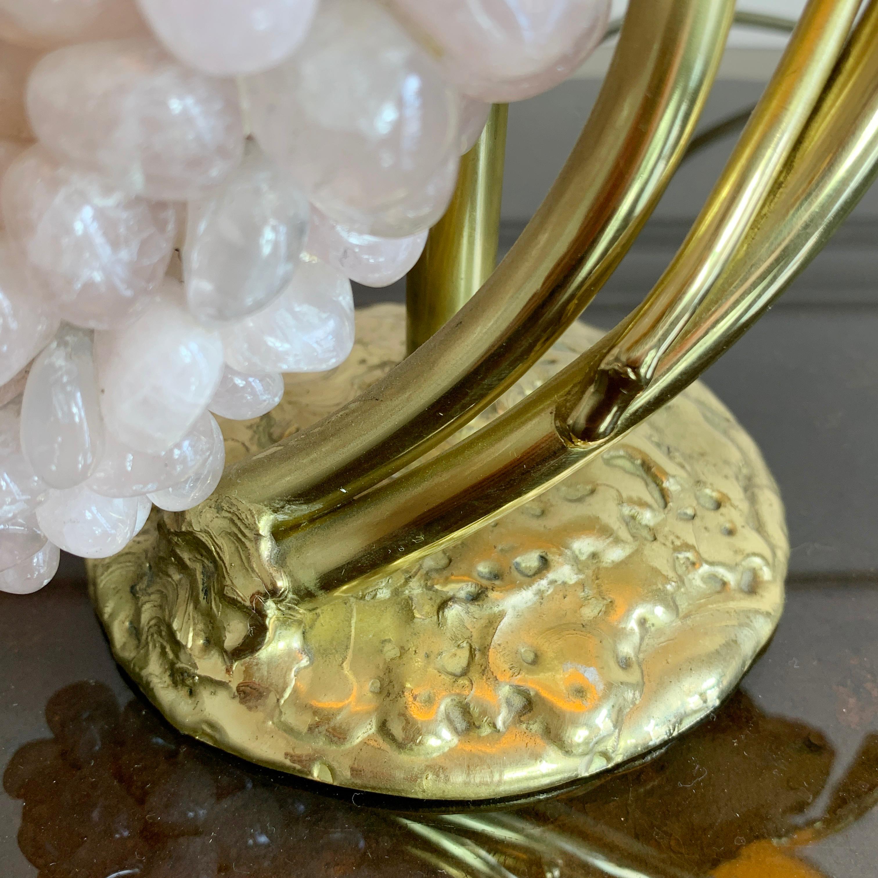 Fin du 20e siècle Lampe de bureau Isabelle Faure en or et quartz rose en vente