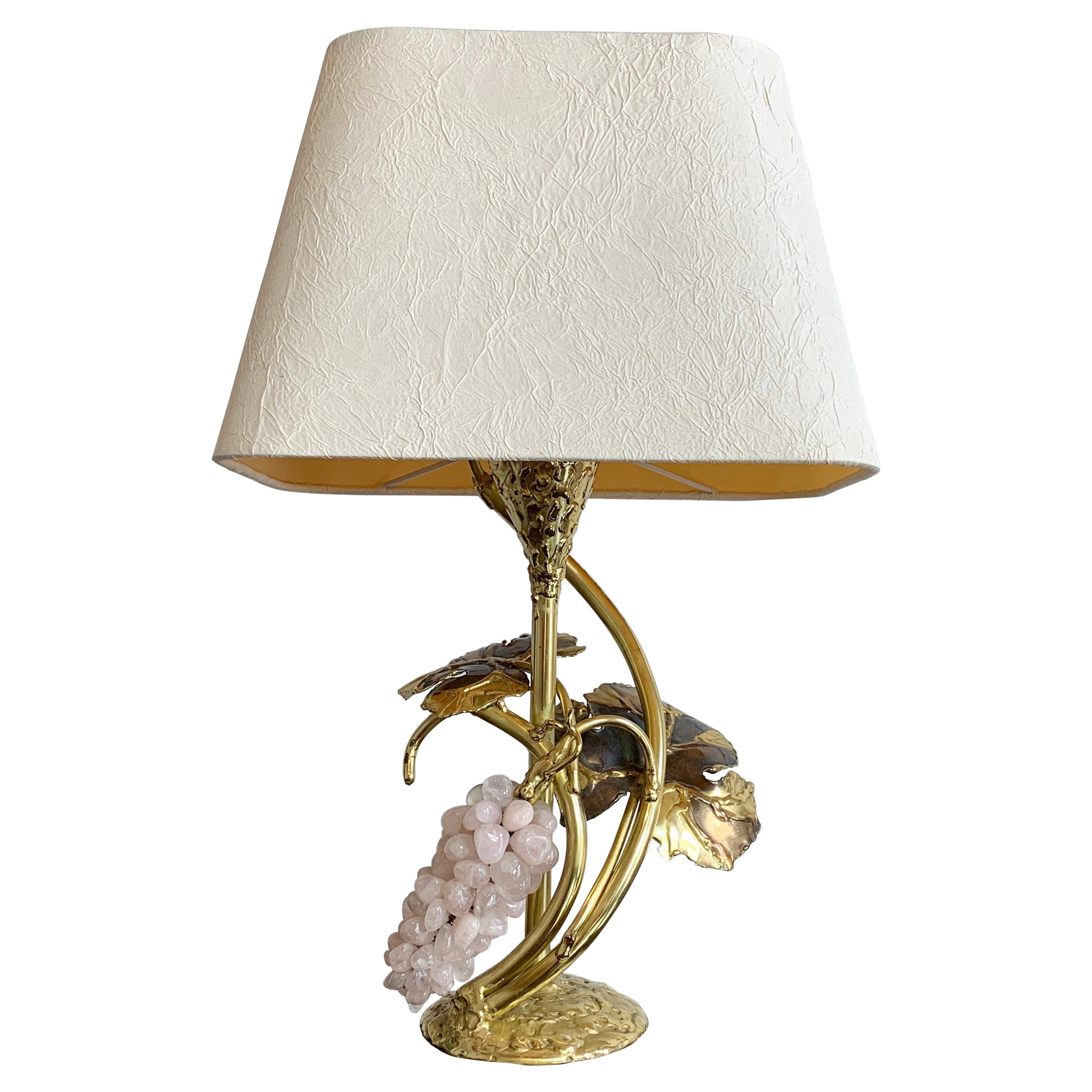 Lampe de bureau Isabelle Faure en or et quartz rose