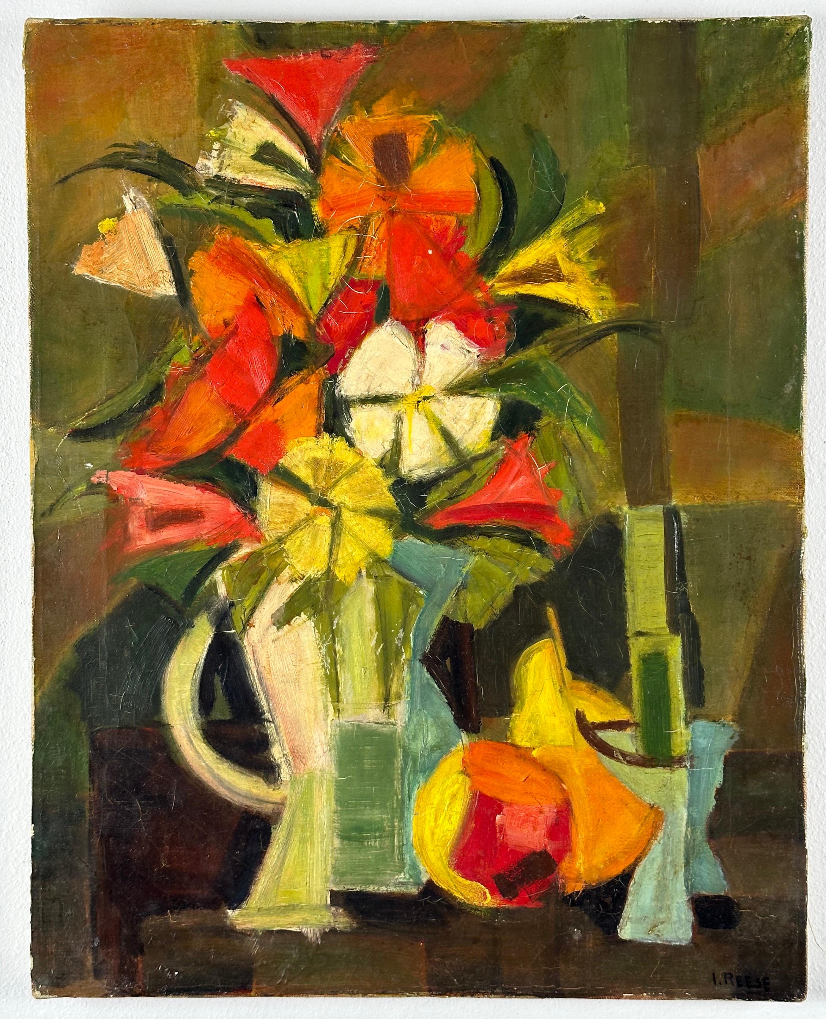 Cubist Floral Still Life - Painting by Isabelle Graham Reese