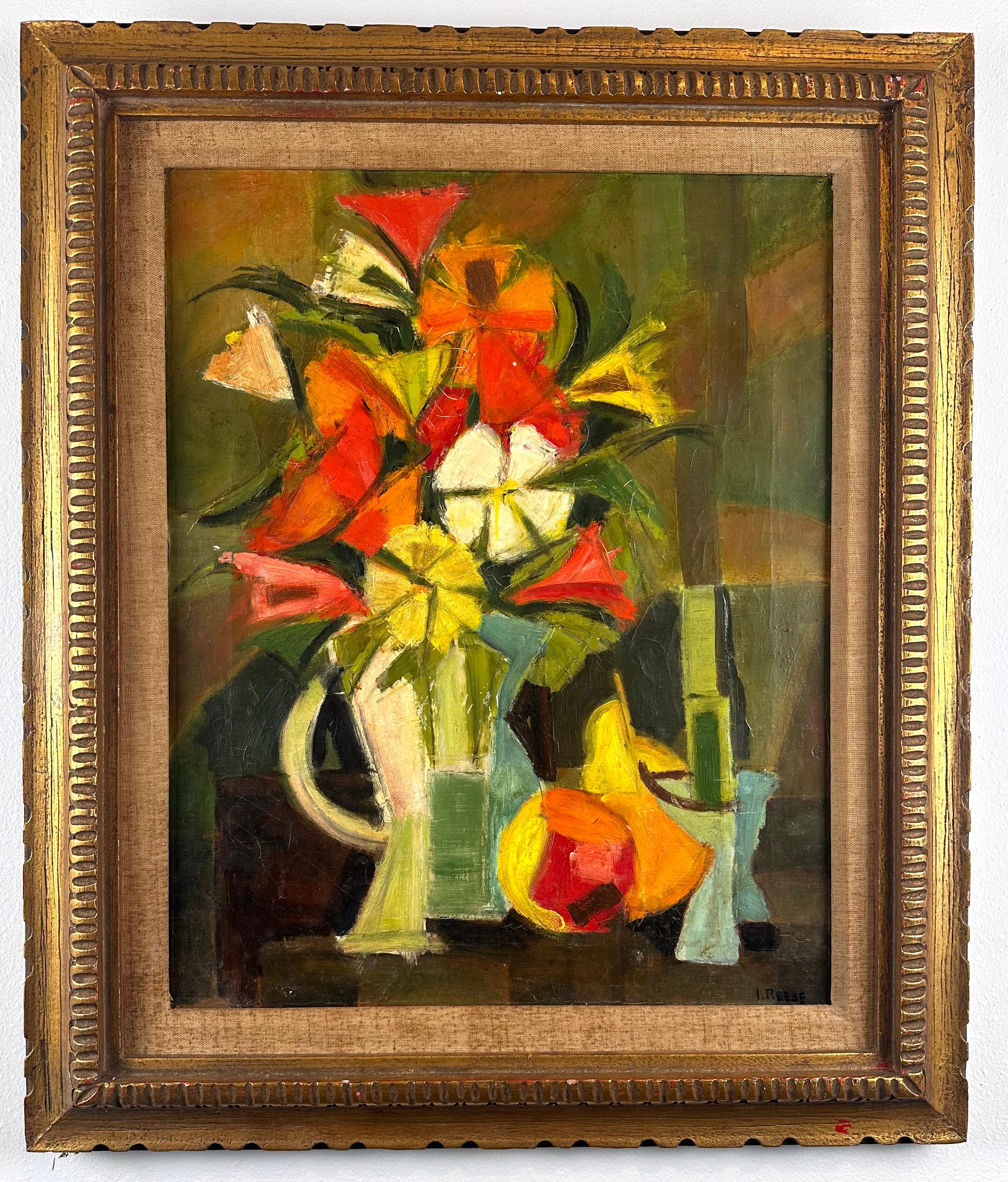 Isabelle Graham Reese Still-Life Painting - Cubist Floral Still Life