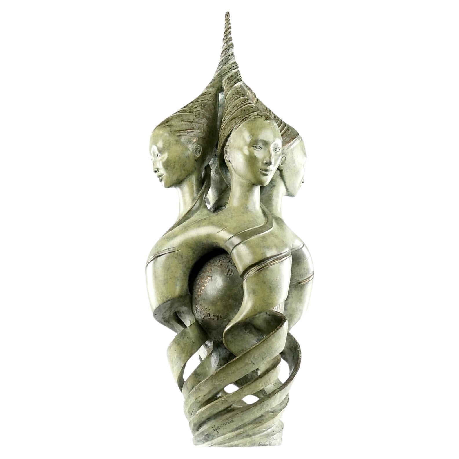 Isabelle Jeandot, "Harmonic Convergence" Bronze Figurative Sculpture For Sale