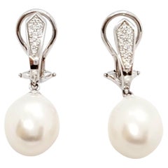 Vintage Isabelle Langlois Drop Earrings White Gold Diamond