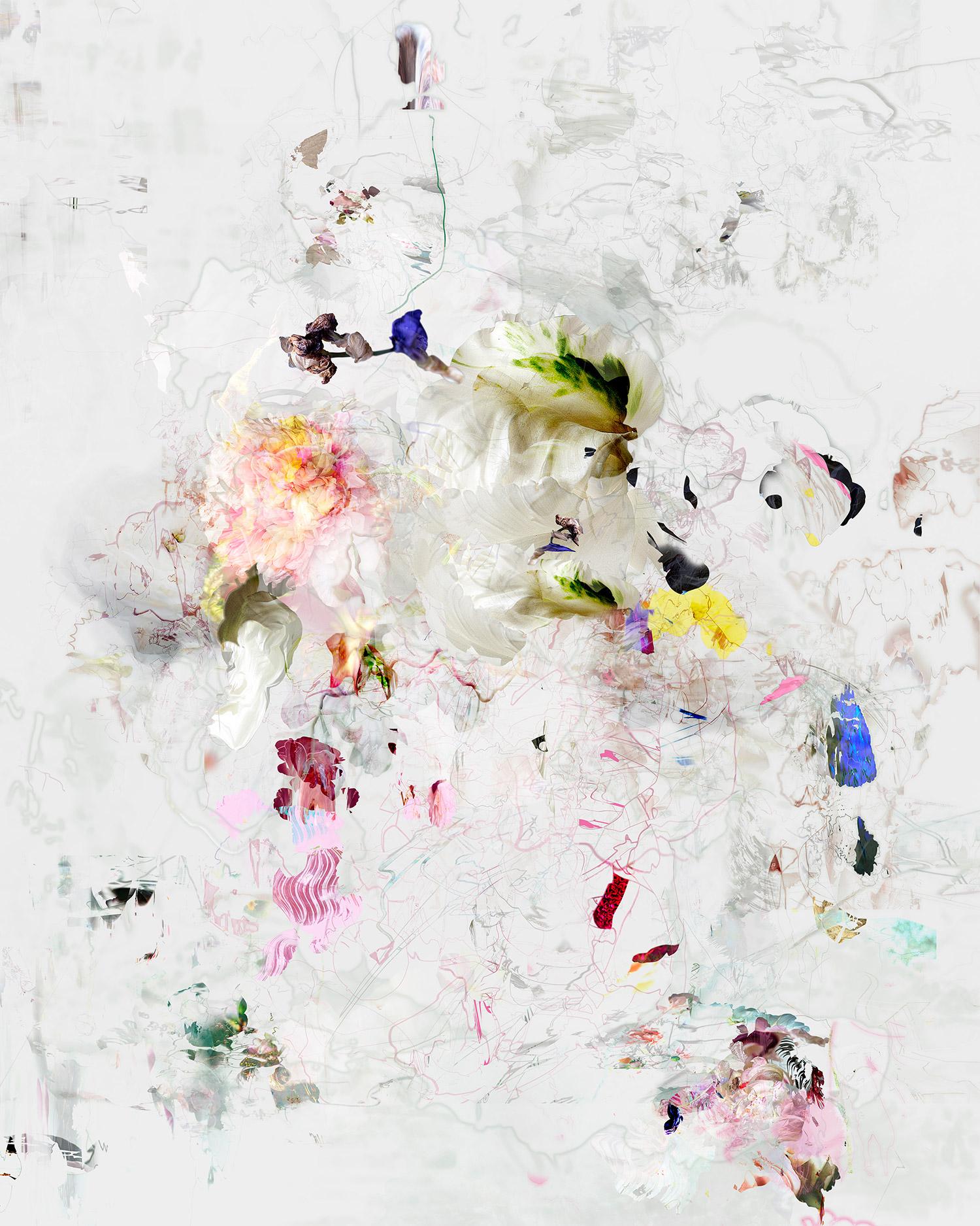 Still-Life Photograph de Isabelle Menin - Eugene 4- Paisaje floral blanco dominante foto abstracta contemporánea en color