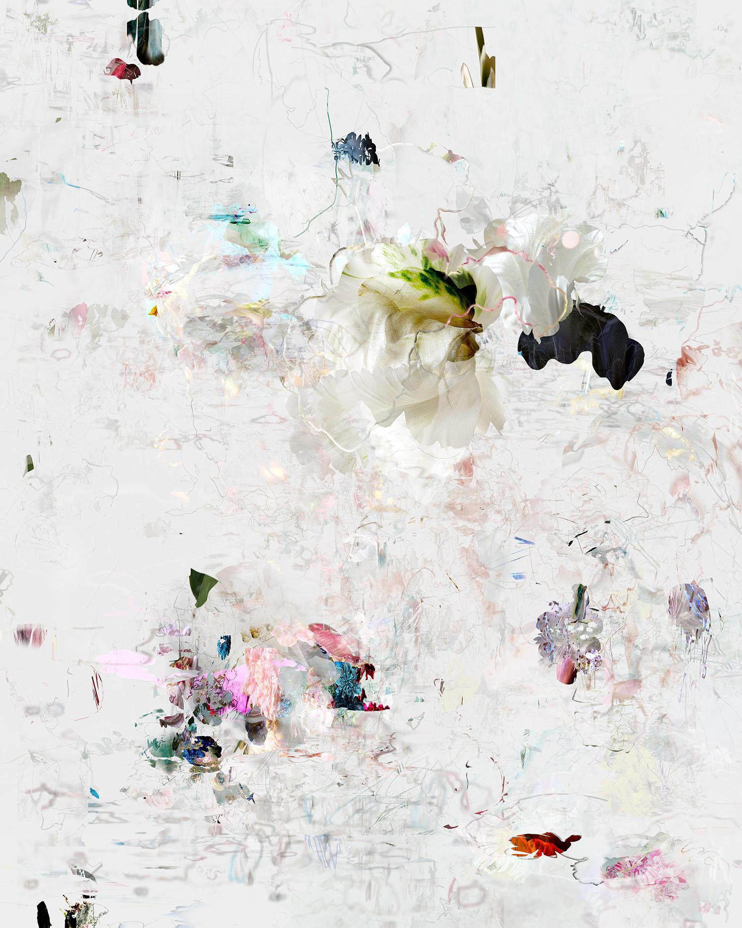 Still-Life Photograph de Isabelle Menin - Eugene 5 - Paisaje floral blanco dominante foto abstracta contemporánea en color
