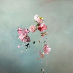 Floating Angels # 2 square abstract floral landscape photo blue, white, pink