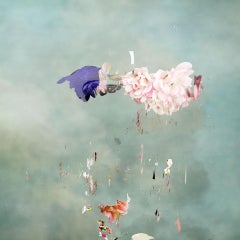 Floating Angels # 7 square abstract floral landscape photo blue, white, pink