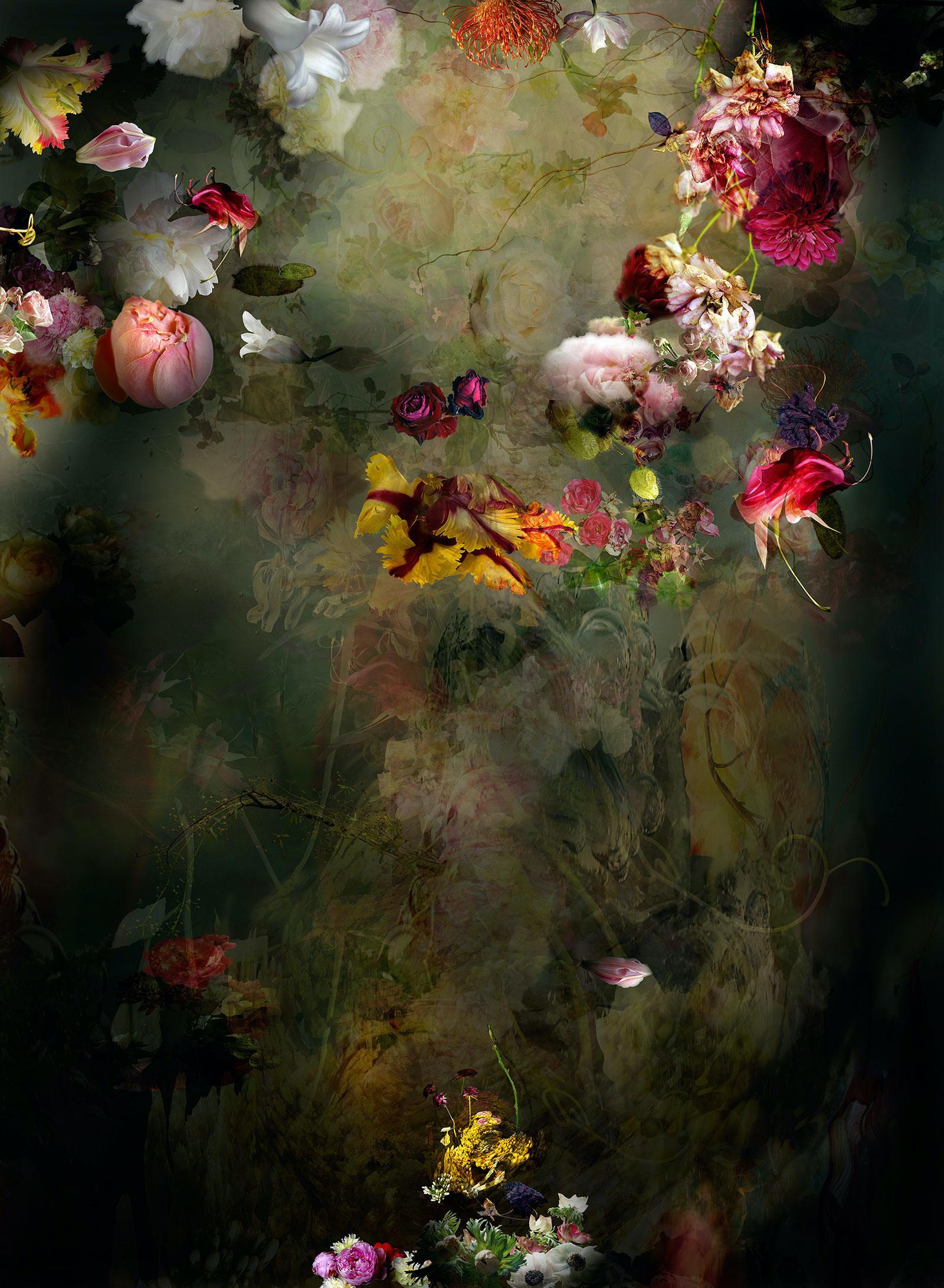 Isabelle Menin Still-Life Photograph - Solstice #6 - Vertical Floral dark abstract landscape contemporary photograph