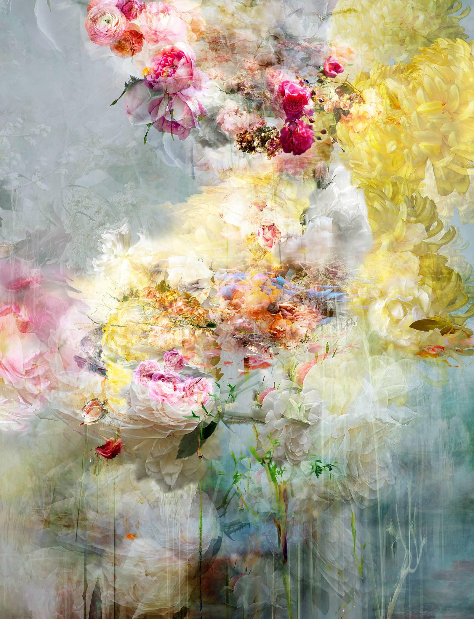 Songs For Dead Heroes # 9 abstraktes Pastellfarbenes Blumenlandschaften-Fotomontage