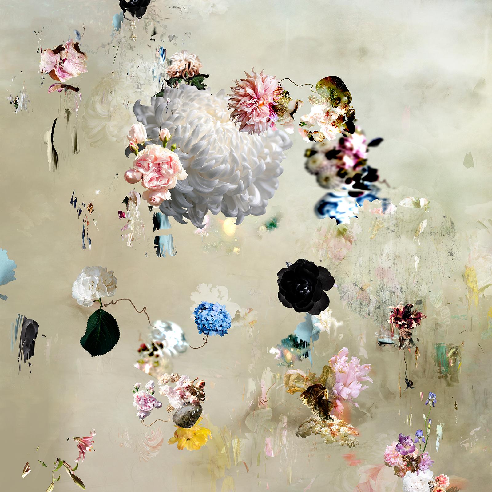 Isabelle Menin Still-Life Photograph – Tentation #12- Zeitgenössisches abstraktes Foto mit Blumenlandschaft in weichen Pastellfarben
