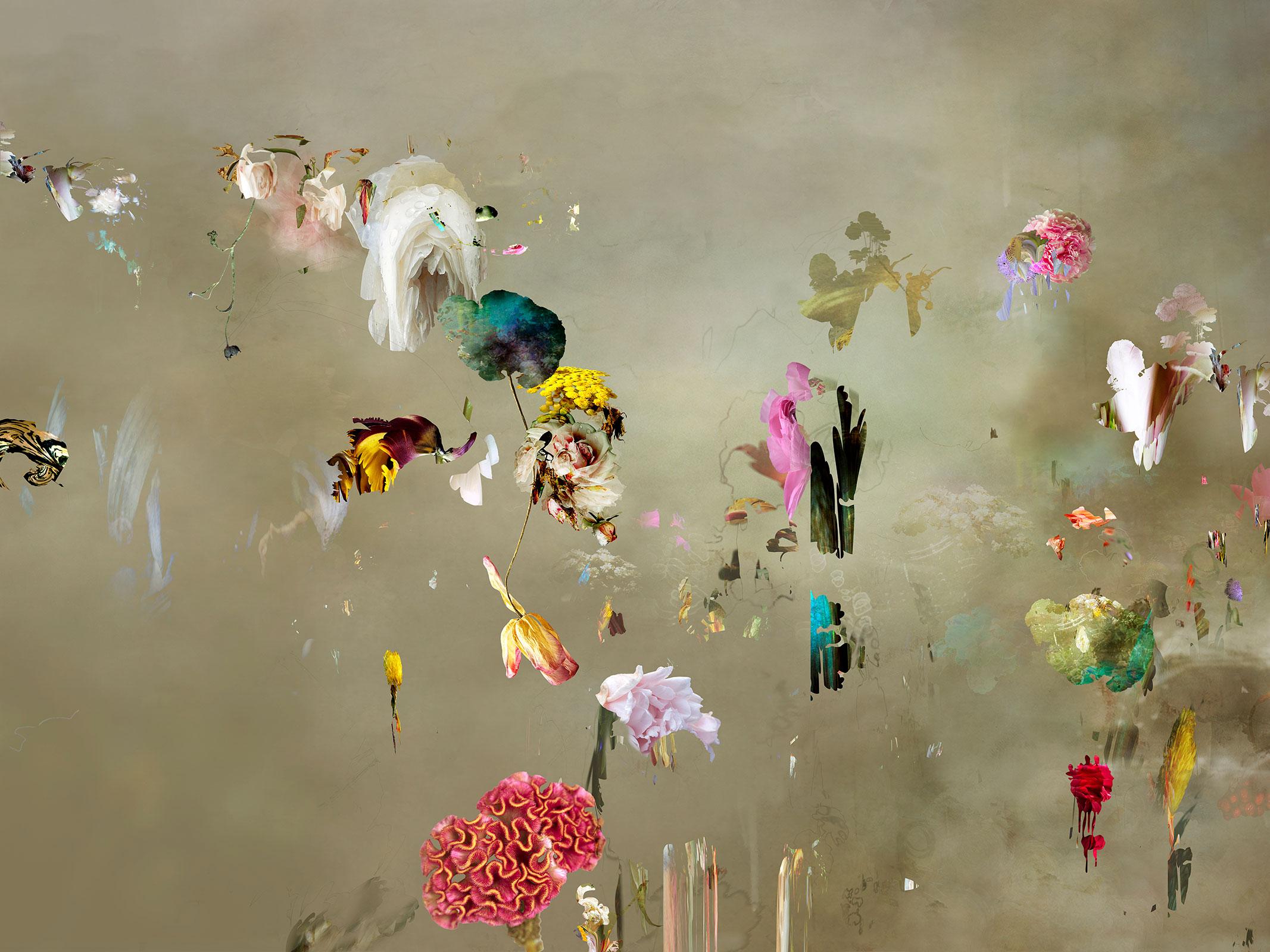 Isabelle Menin Still-Life Photograph – Tentation #6-Zeitgenössisches zeitgenössisches Foto mit Blumenlandschaften in weichem Pastell