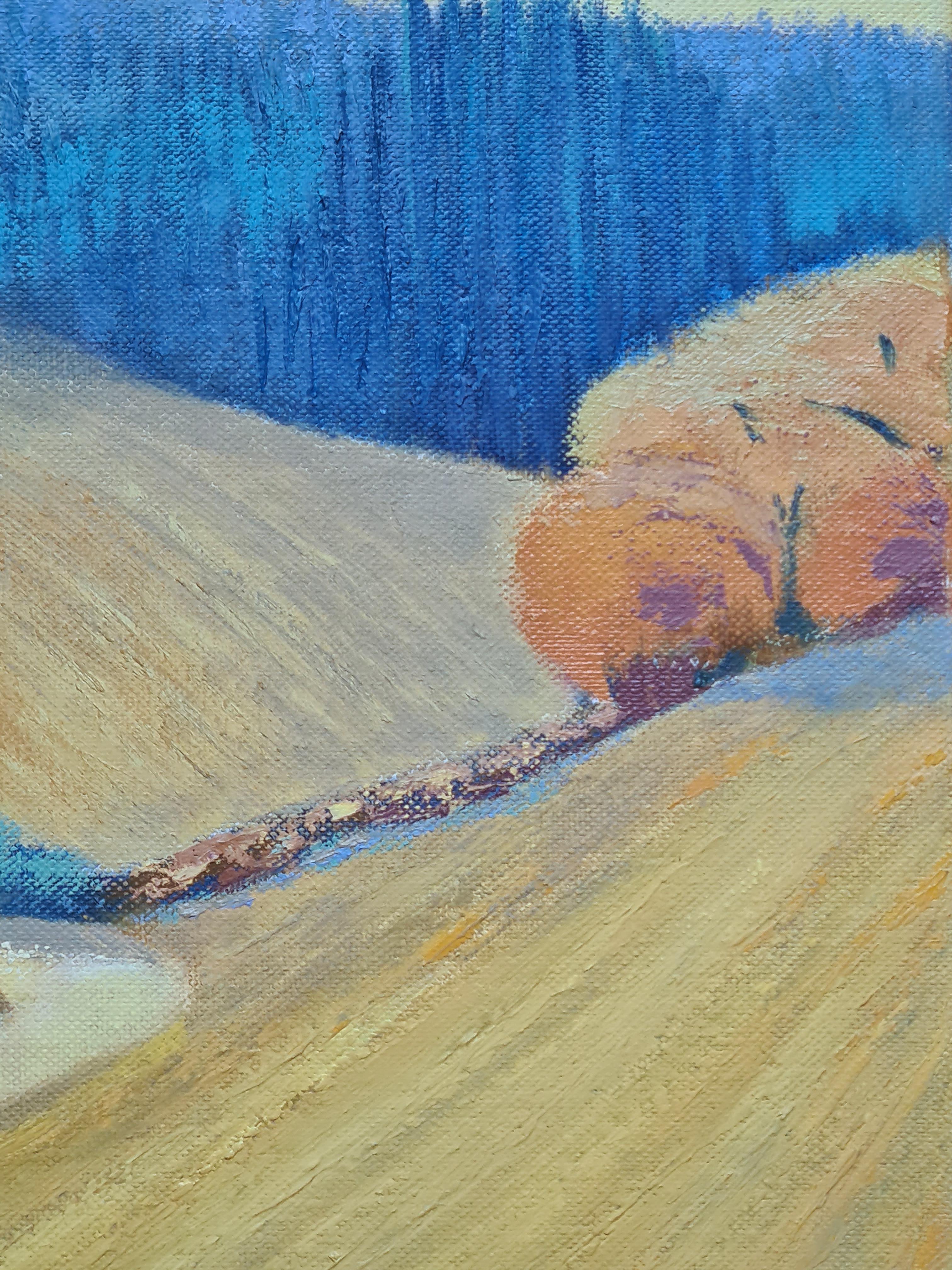 Colourful French Fauvist Landscape, Golden Wheatfields - Beige Landscape Painting by Isabelle Pardoe