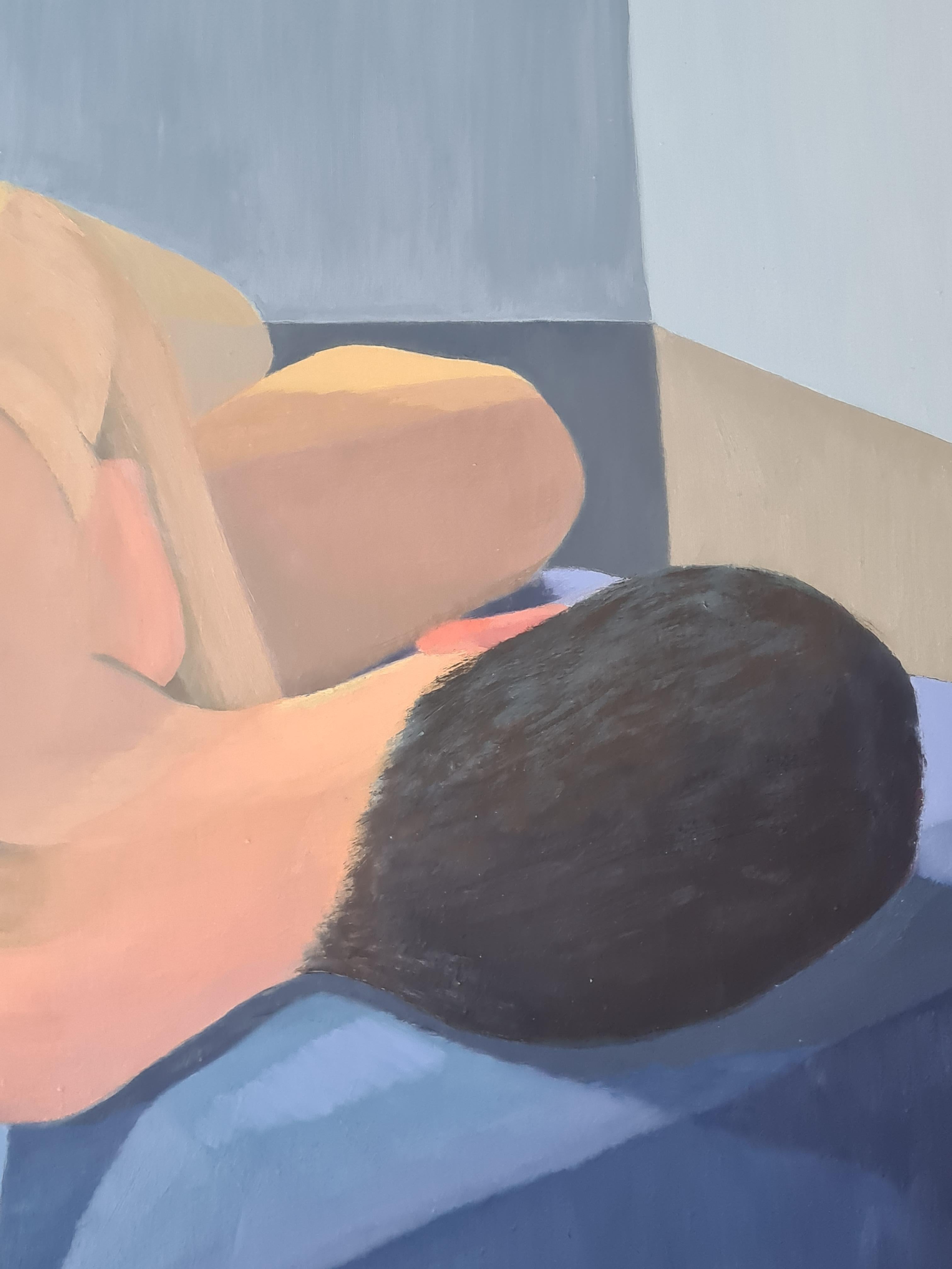 Bunter großer kubistischer Akt, Nue Allongée (Moderne), Painting, von Isabelle Pardoe