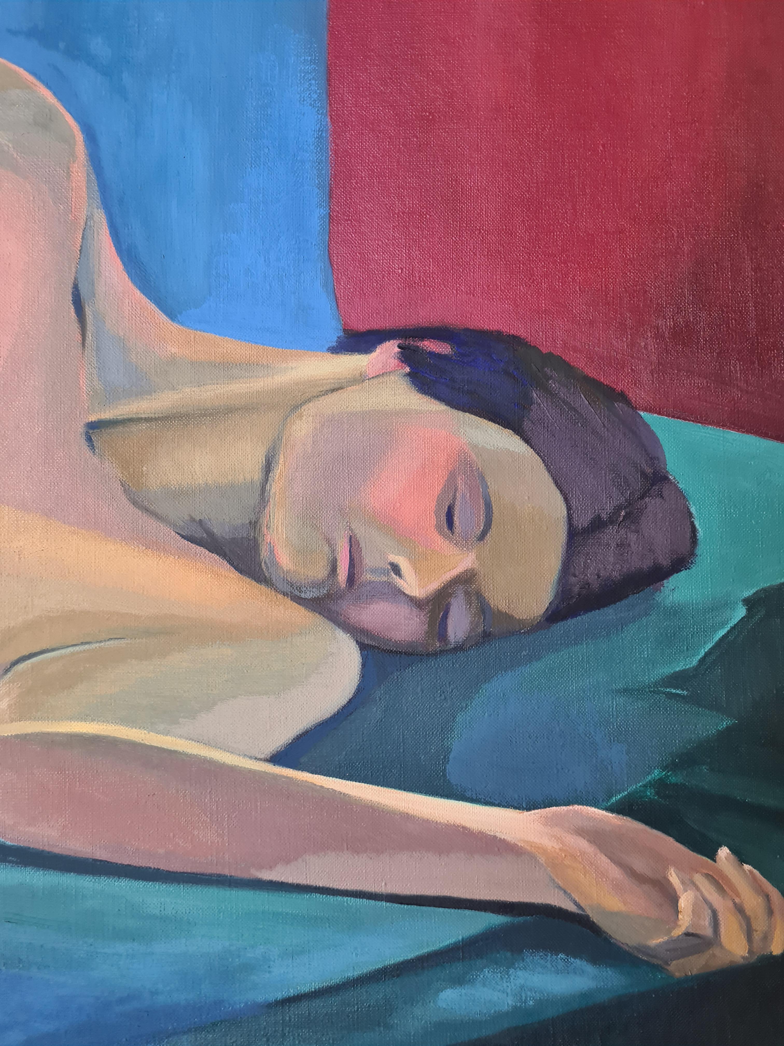 Bunter großer weiblicher Akt, Femme Nue Allongée – Painting von Isabelle Pardoe