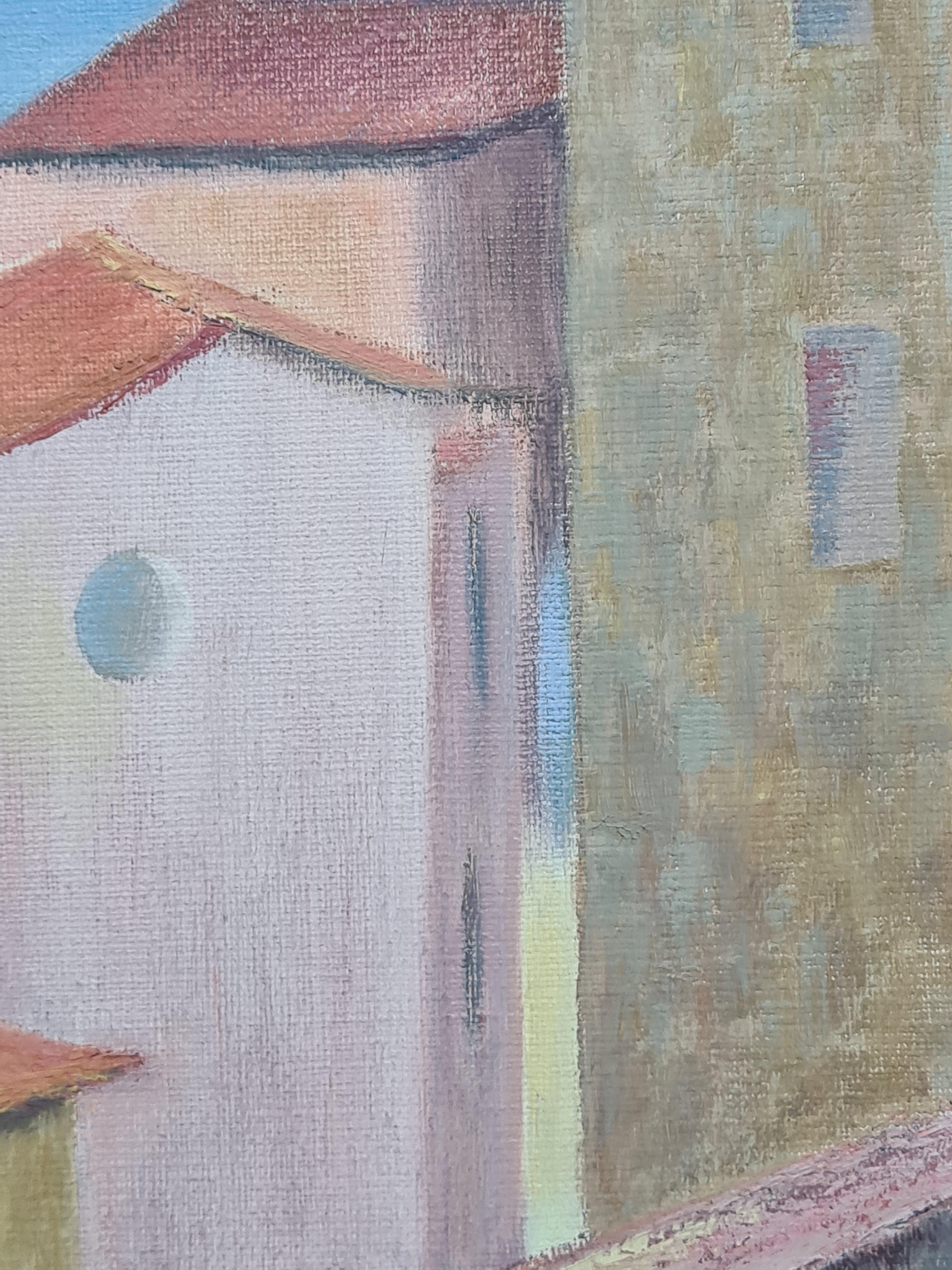 Bunte moderne französische Landschaft, die Dächer von St. Tropez im Angebot 2
