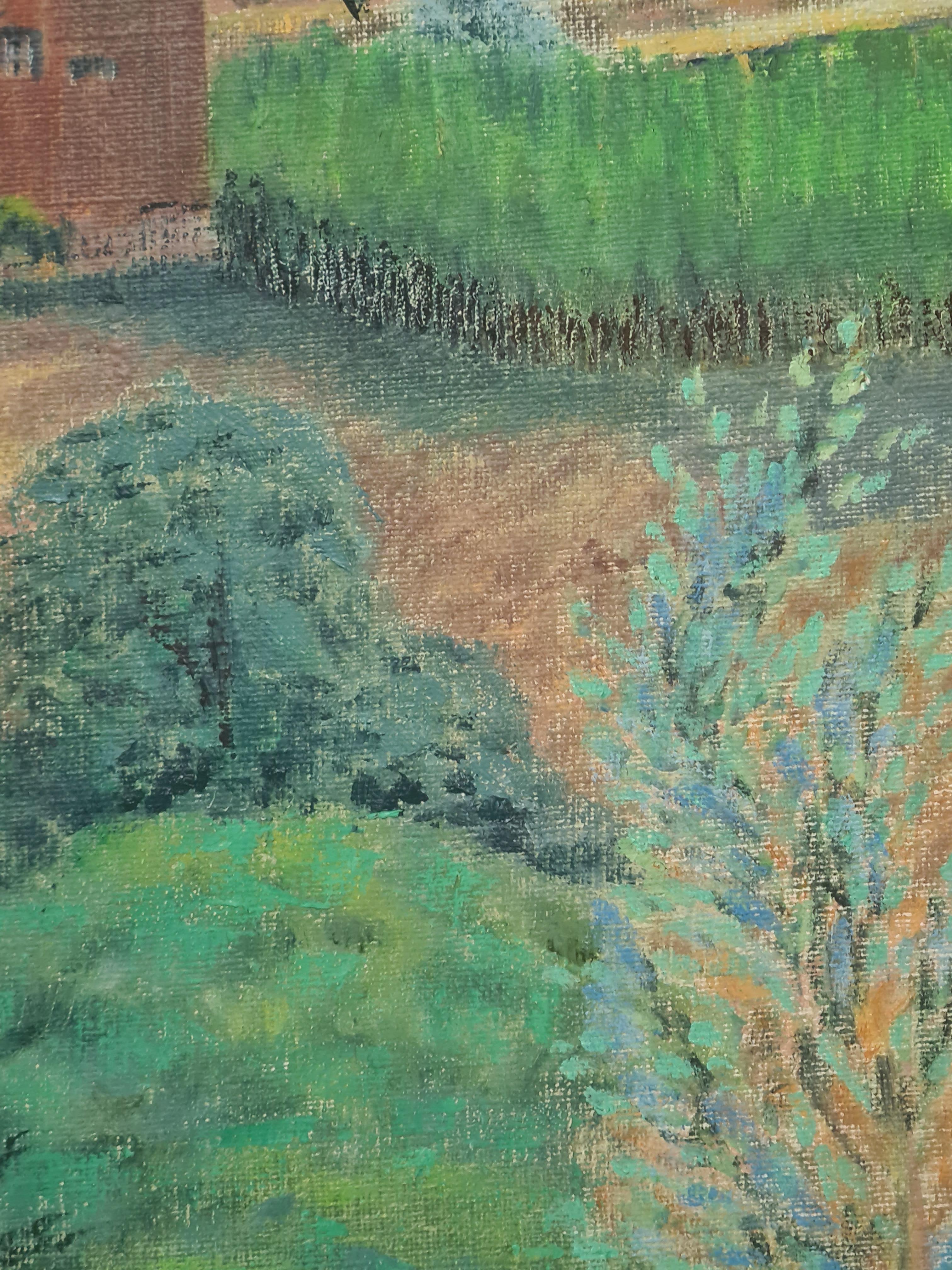 Schneebedeckte Berge, ländliche französische Landschaft im Angebot 1