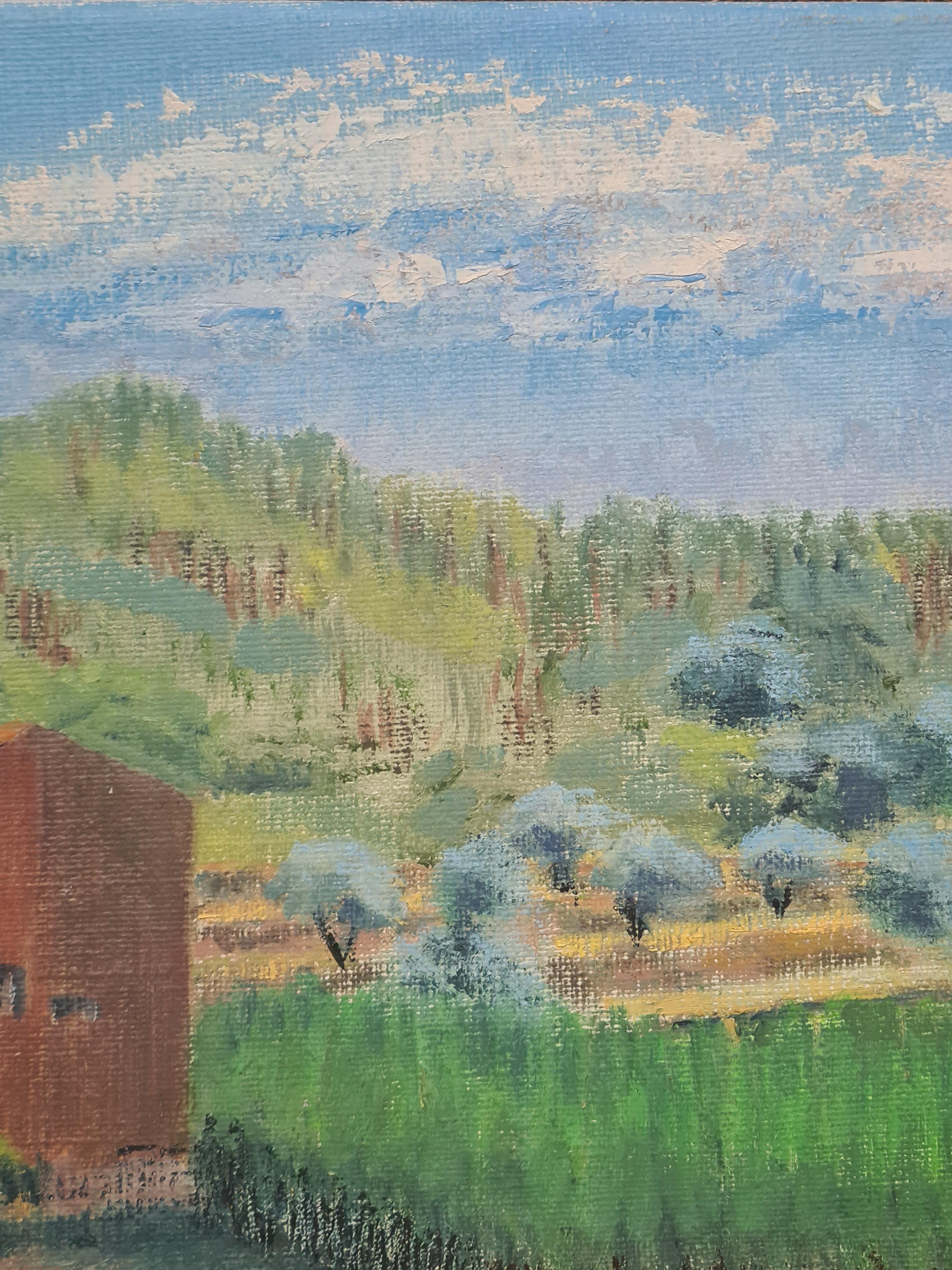 Schneebedeckte Berge, ländliche französische Landschaft im Angebot 2