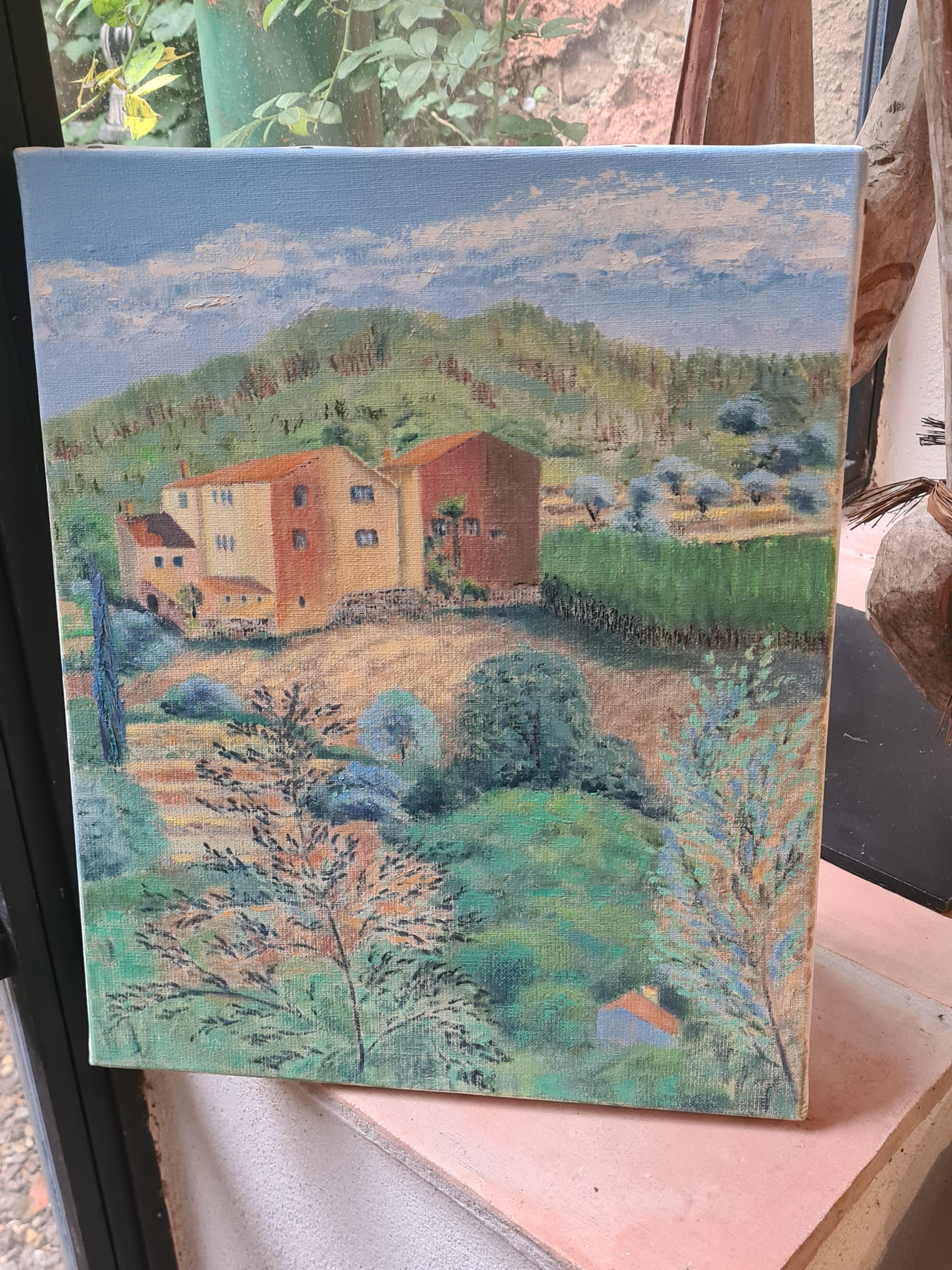 Schneebedeckte Berge, ländliche französische Landschaft im Angebot 3