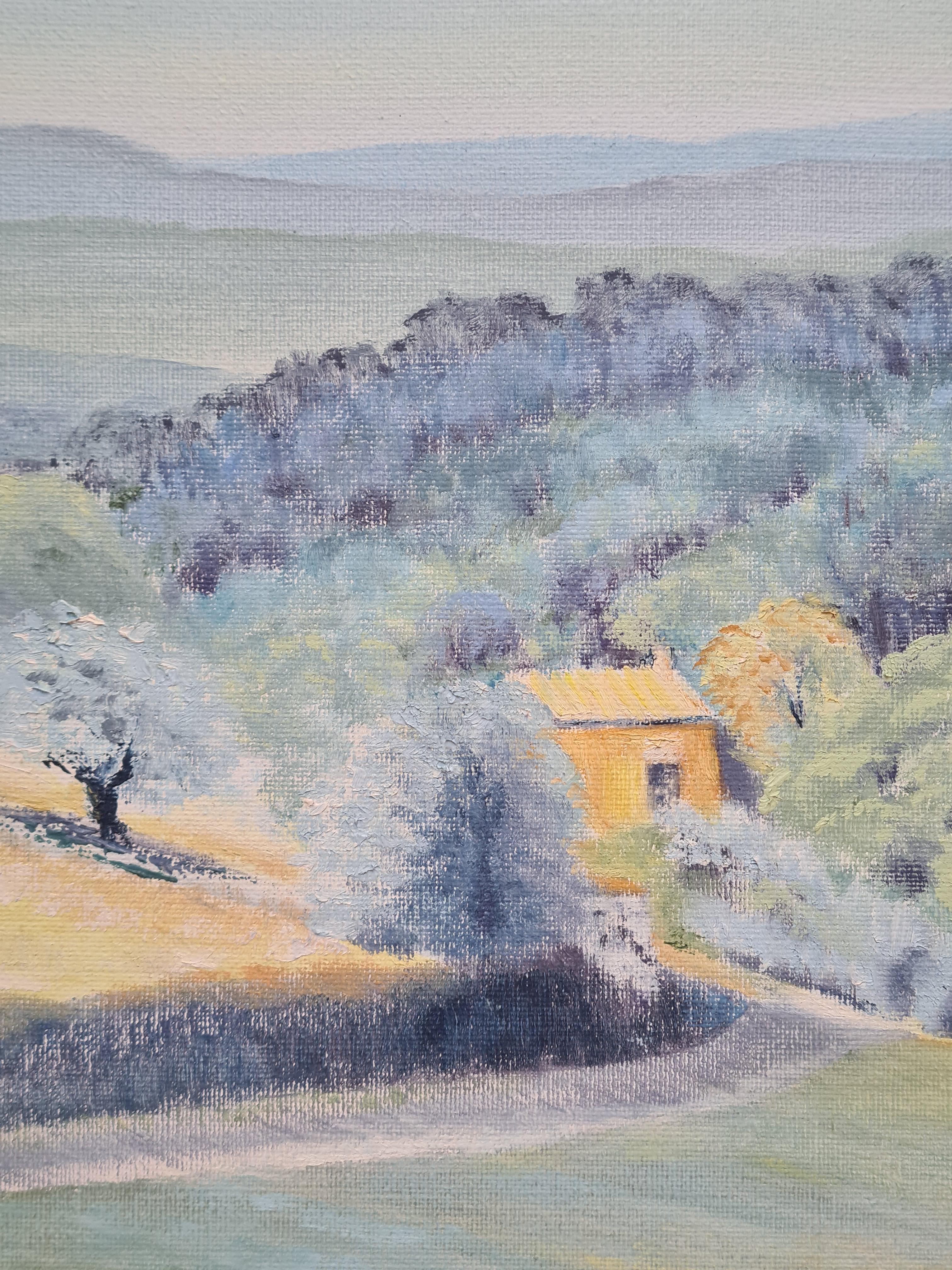 The Olive Trees, Colourful French Landscape - Painting by Isabelle Pardoe