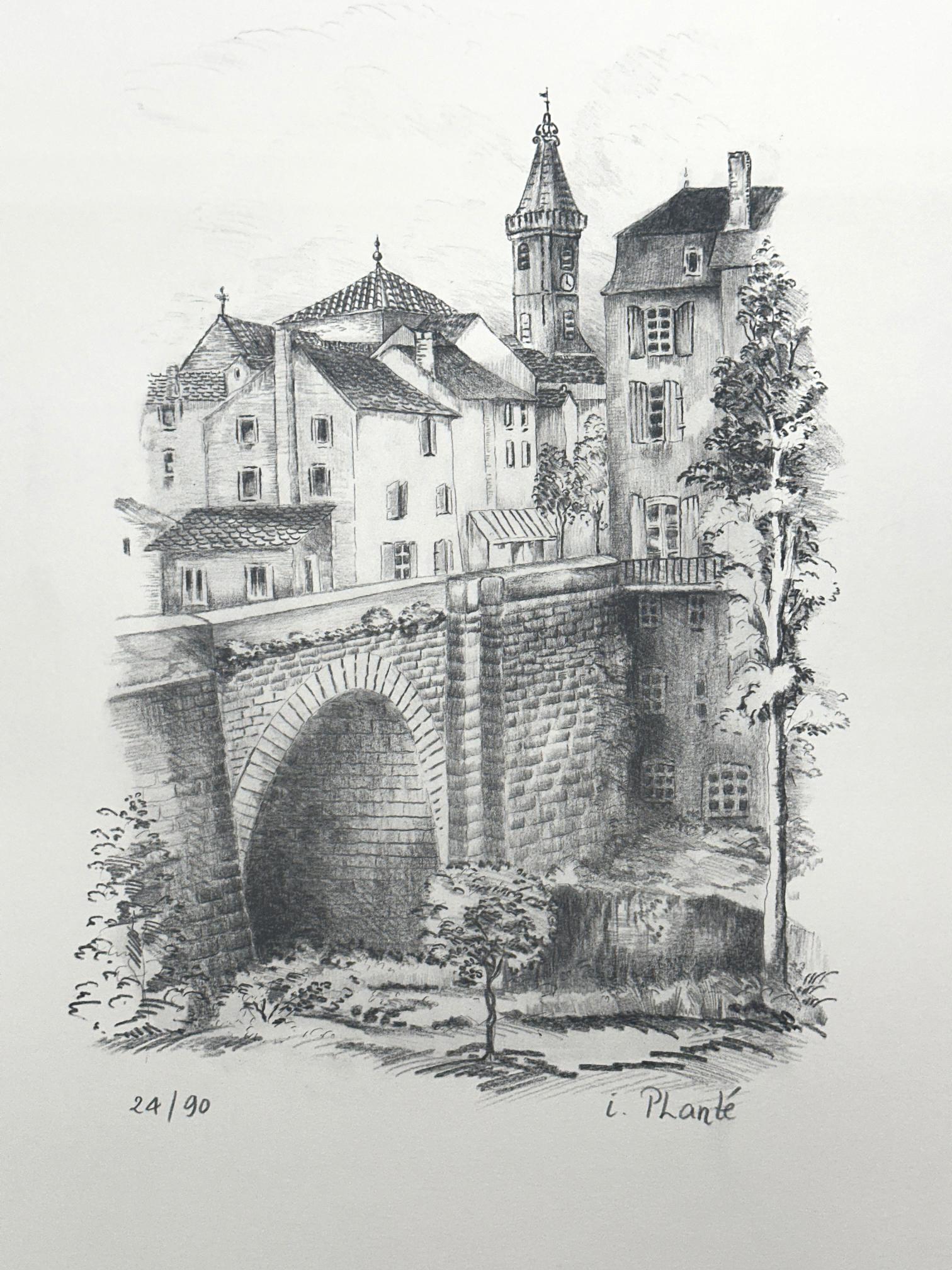 1998 Signed Limited Edition Lithograph Le Pont Alexandre III - Surrealist Print by Isabelle Planté