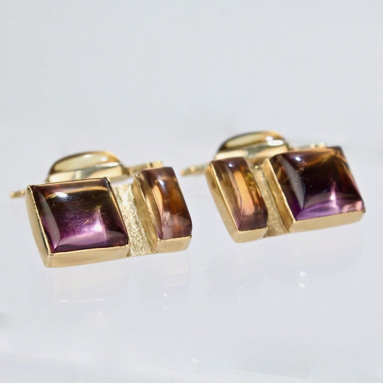 Isabelle Posillico Ametrine and Yellow Gold Cufflinks For Sale at 1stDibs