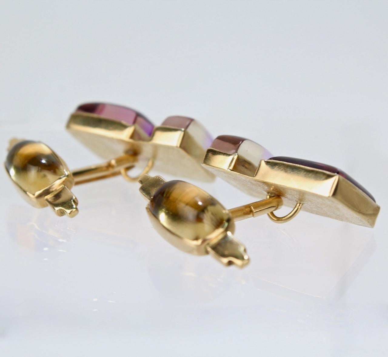 Isabelle Posillico Ametrine and Yellow Gold Cufflinks 4