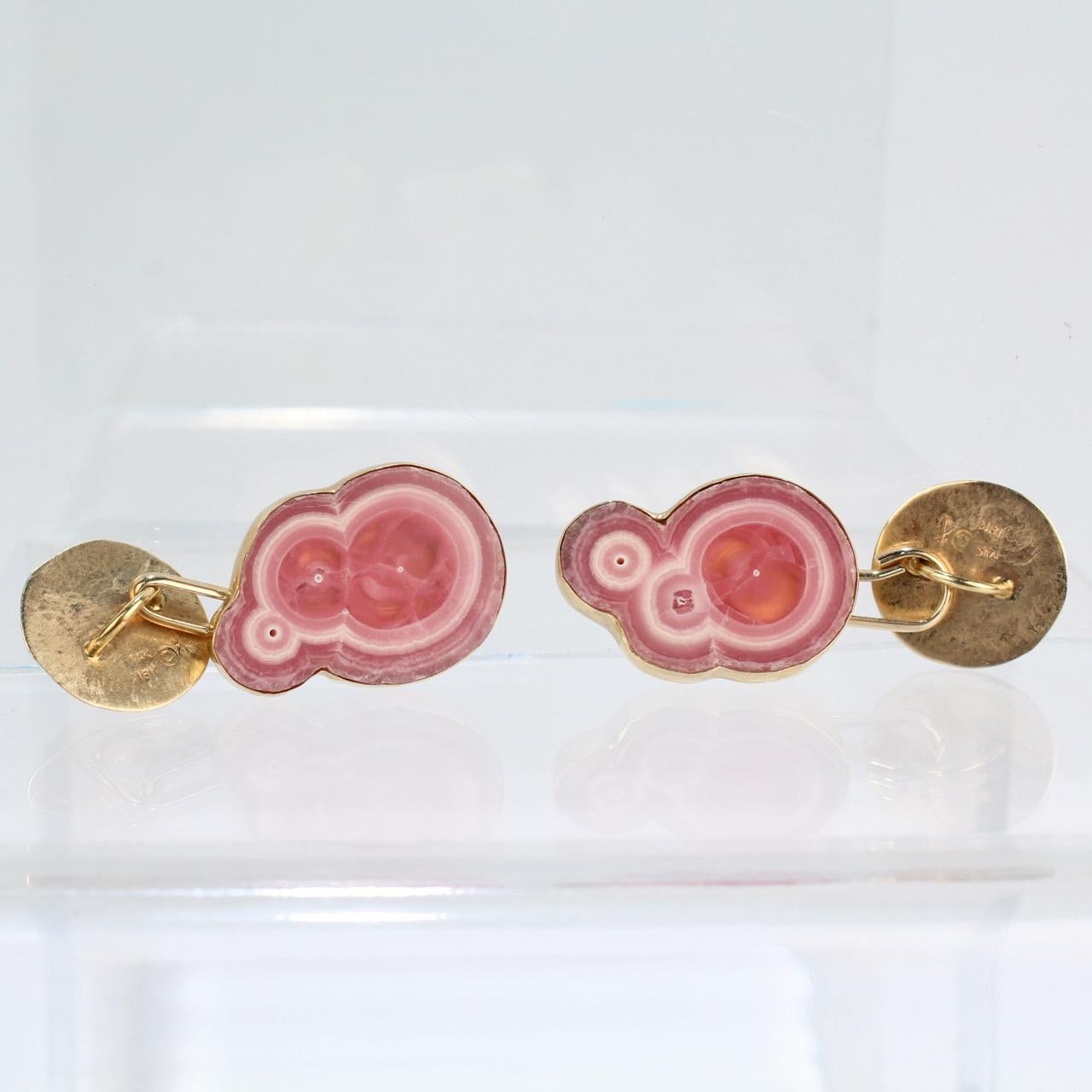 Isabelle Posillico Rhodochrosite and Gold Cufflinks In Good Condition In Philadelphia, PA