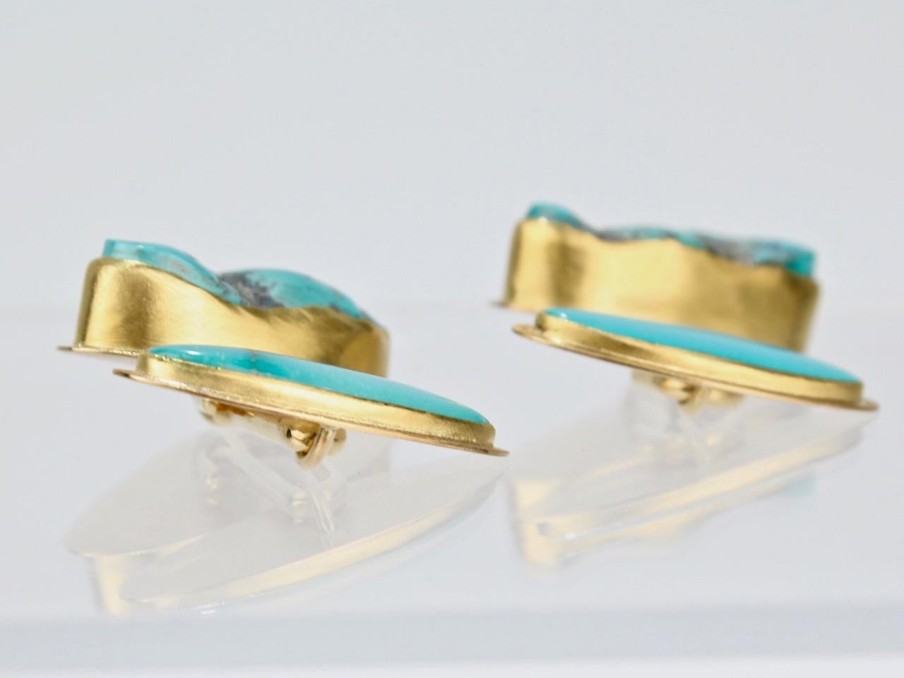 Isabelle Posillico Turquoise and Yellow Gold Cufflinks 2