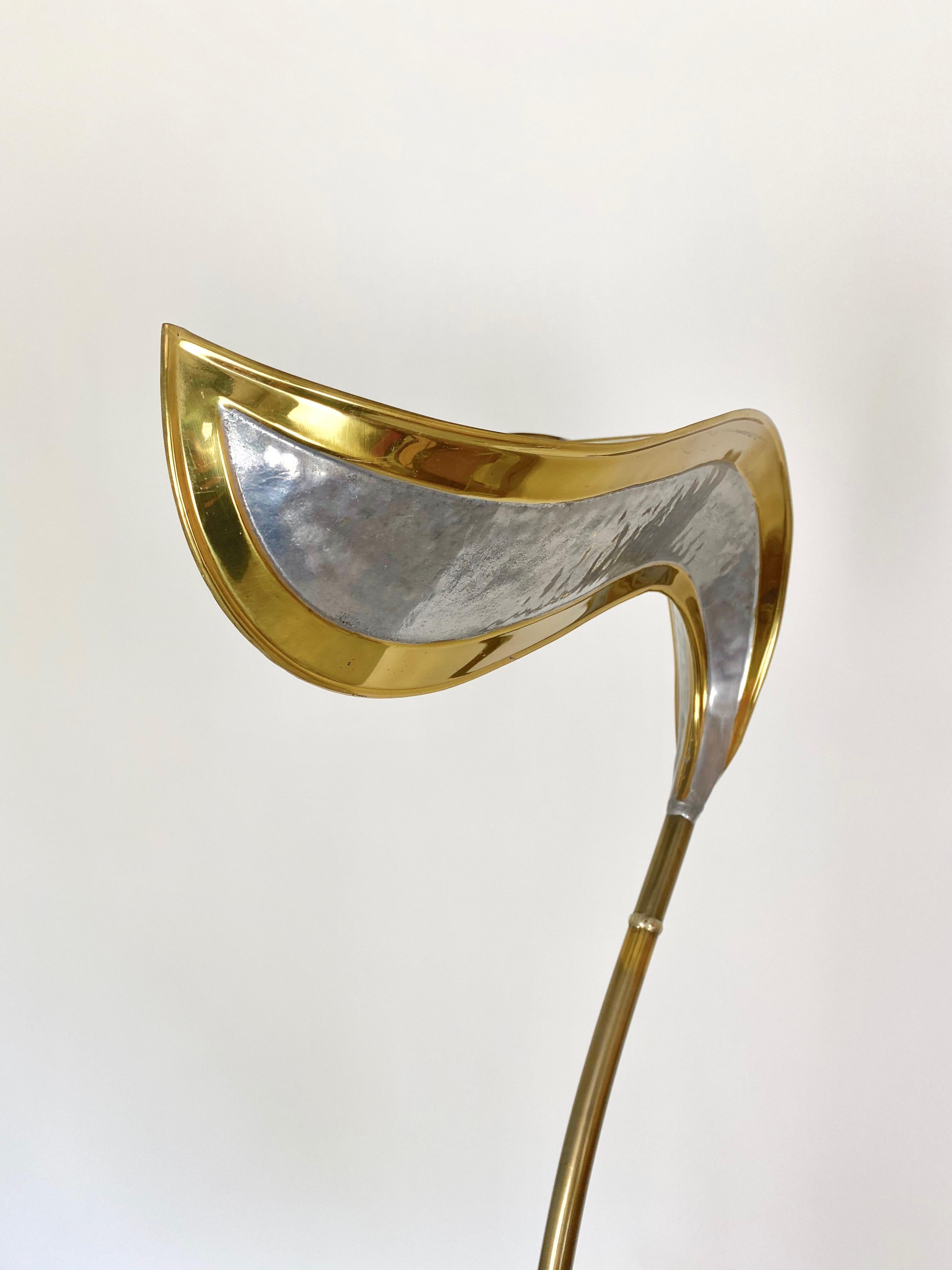 Isabelle & Richard Faure and Foliage Brass and Marble Floor Lamp France, 1970s For Sale 1
