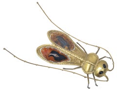 Isabelle & Richard Faure Insect Sconce or Table Lamp Brass & Agate, France, 1970