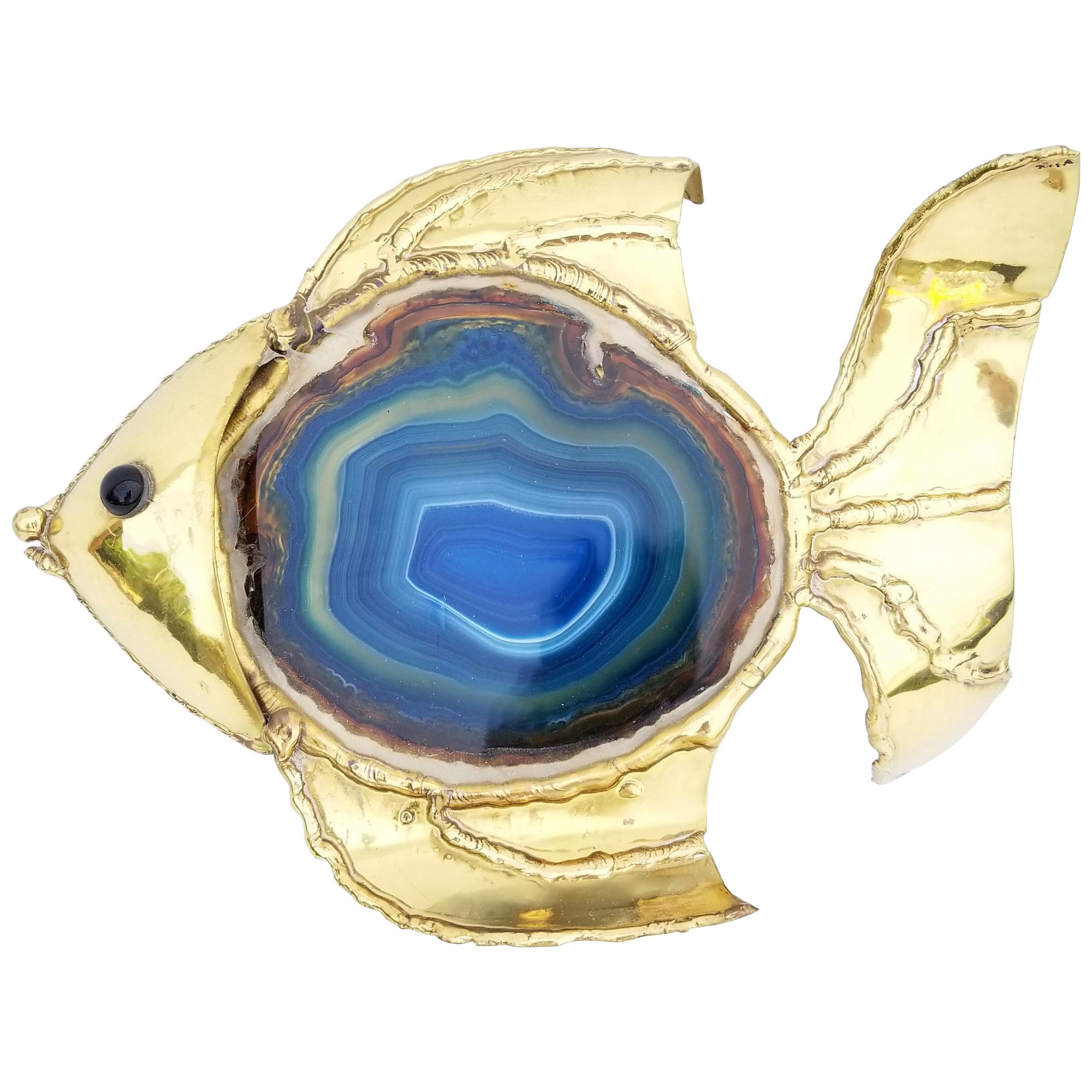 Isabelle & Robert Faure "Fish" Agate Lamp For Sale