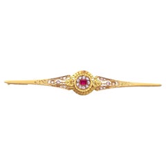 ISABELLINE BROOCH in Gold with Diamonds and Rubies