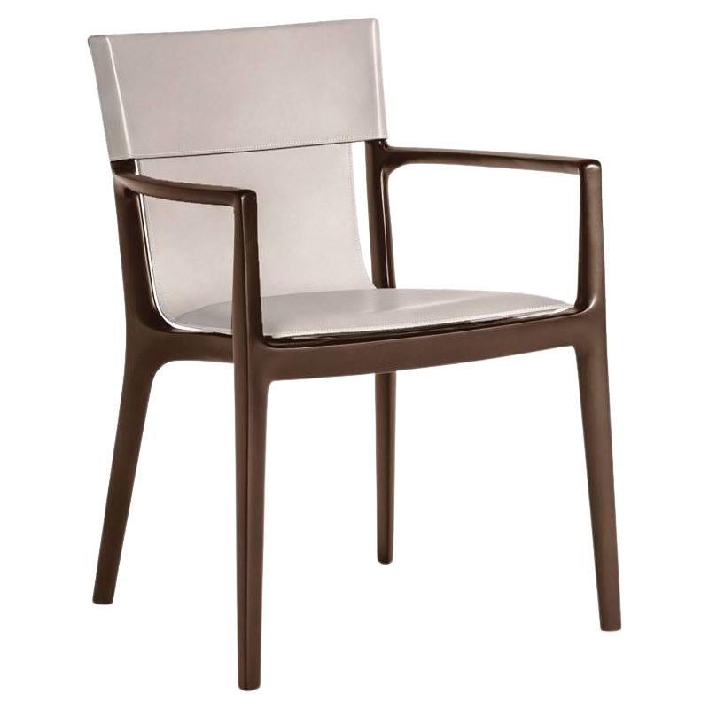 Isadora Chair with arms Corda Saddle Extra Light Beige For Sale