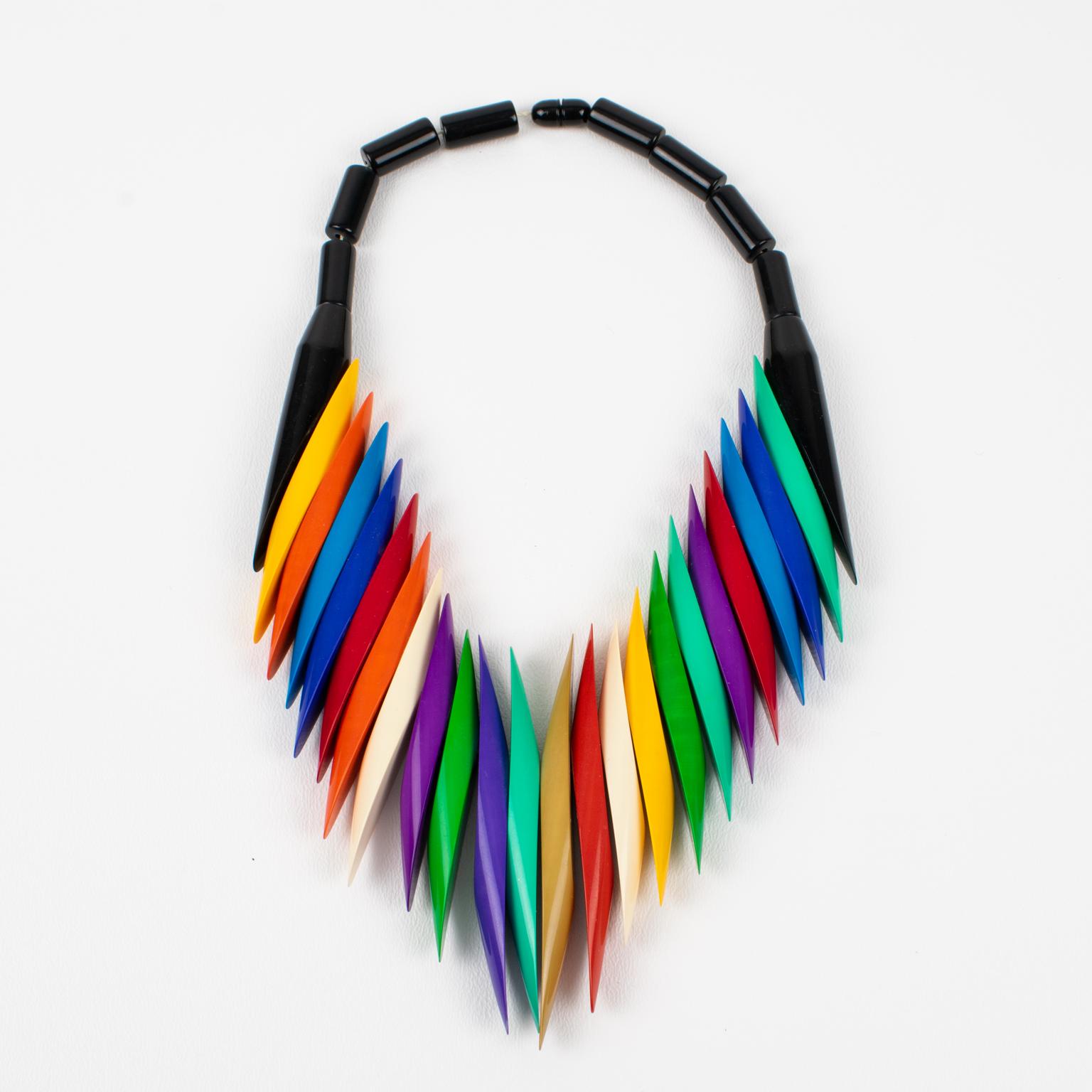 Isadora Paris Collier ras du cou coloré style néo-Art déco Unisexe en vente