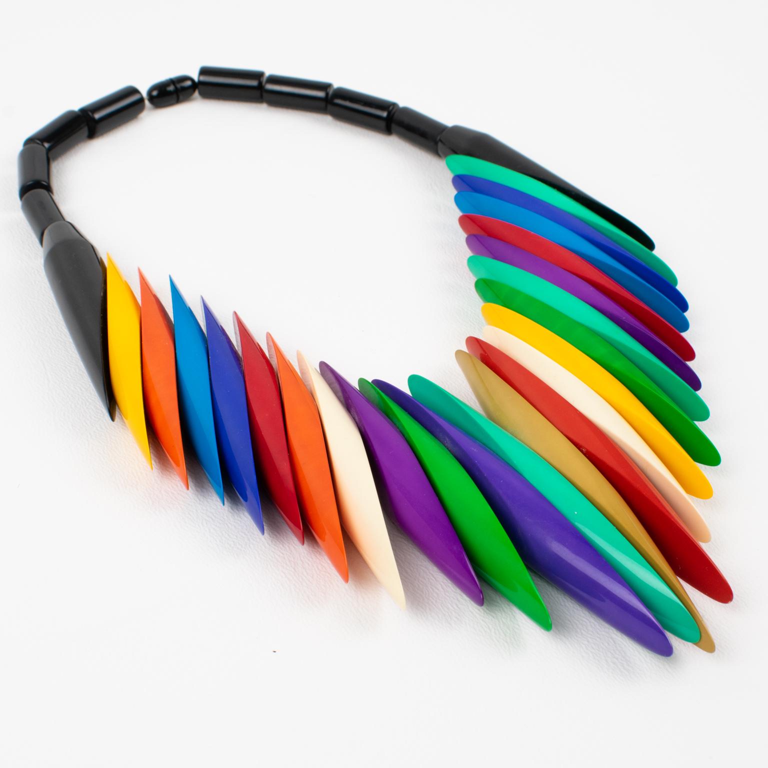 Isadora Paris Collier ras du cou coloré style néo-Art déco en vente 1