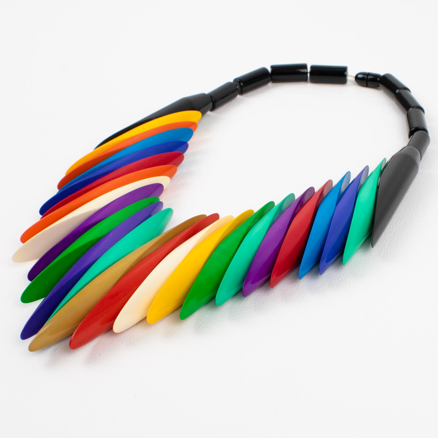 Isadora Paris Collier ras du cou coloré style néo-Art déco en vente 2