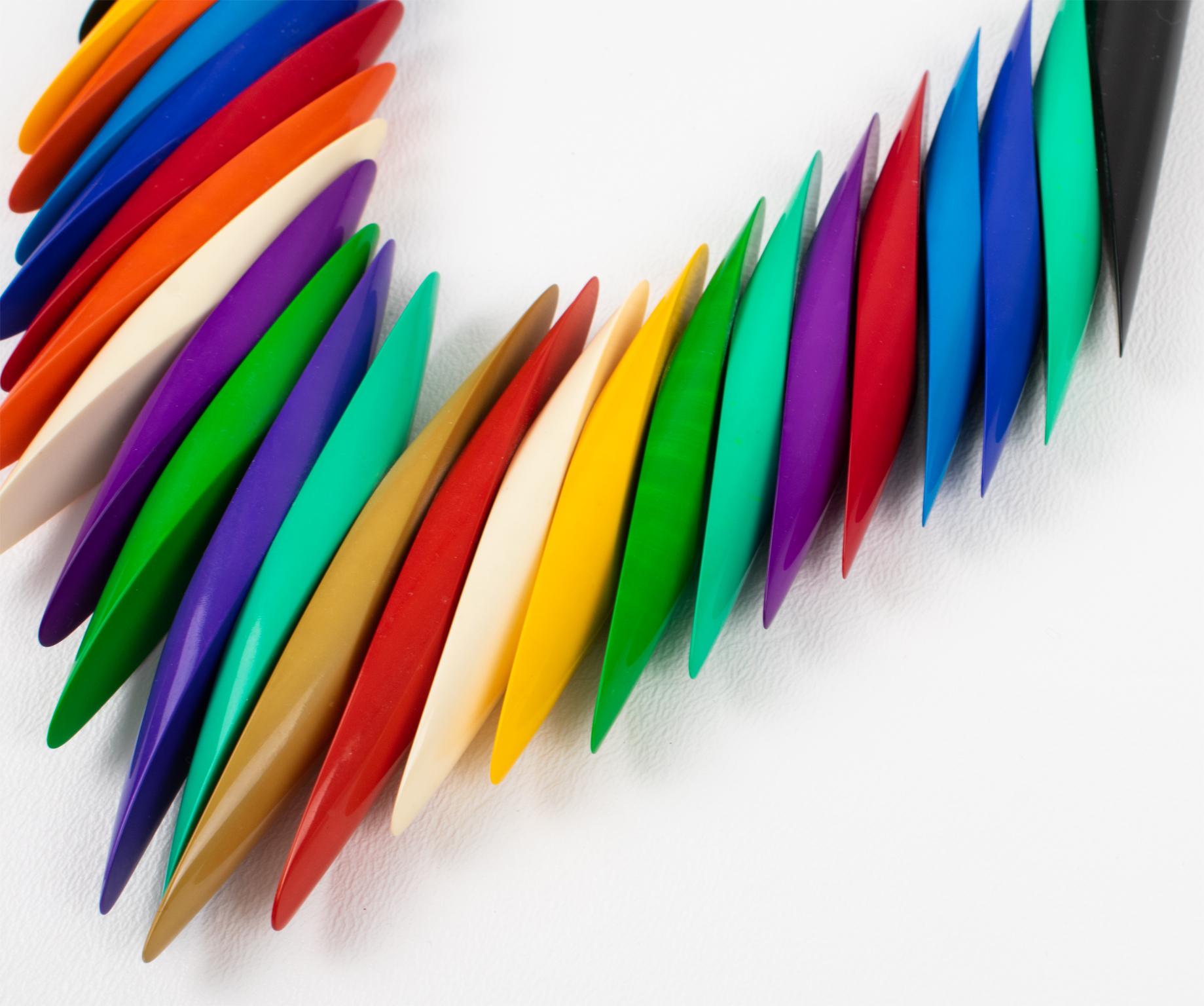Isadora Paris Collier ras du cou coloré style néo-Art déco en vente 3