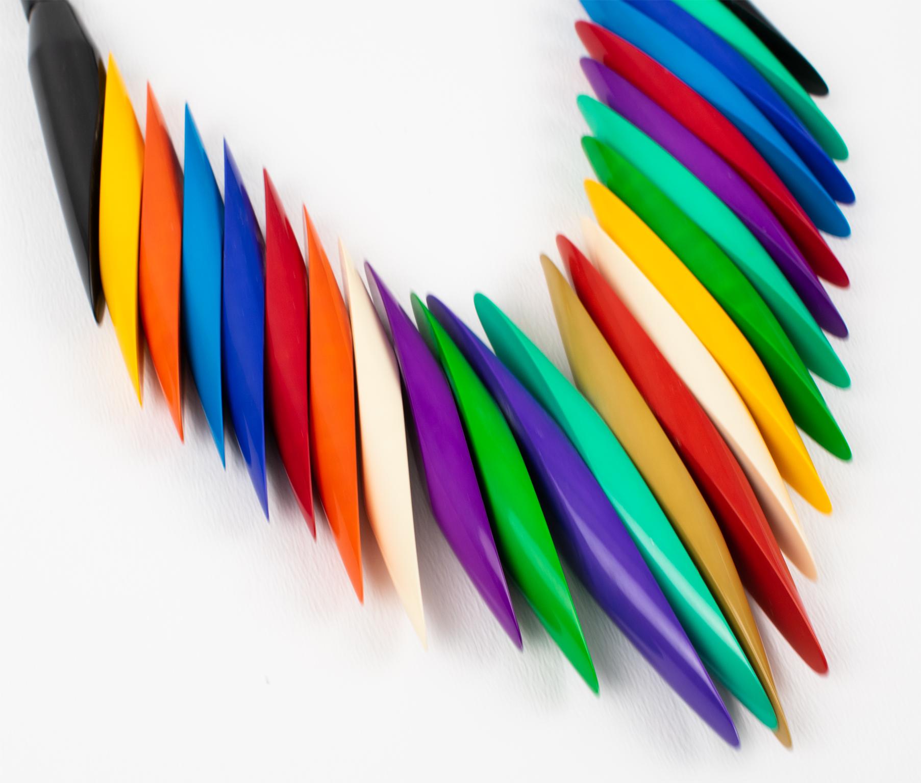 Isadora Paris Collier ras du cou coloré style néo-Art déco en vente 4