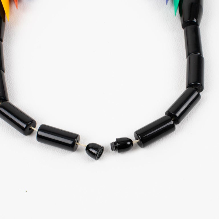 Collier Vintage Isadora Paris - Galalithe Noir - Années 80 - Magnifique Tour De Cou