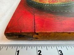 Music Fantasy Folk Guitar with Two Moons and Steam Locomotive in Red Background