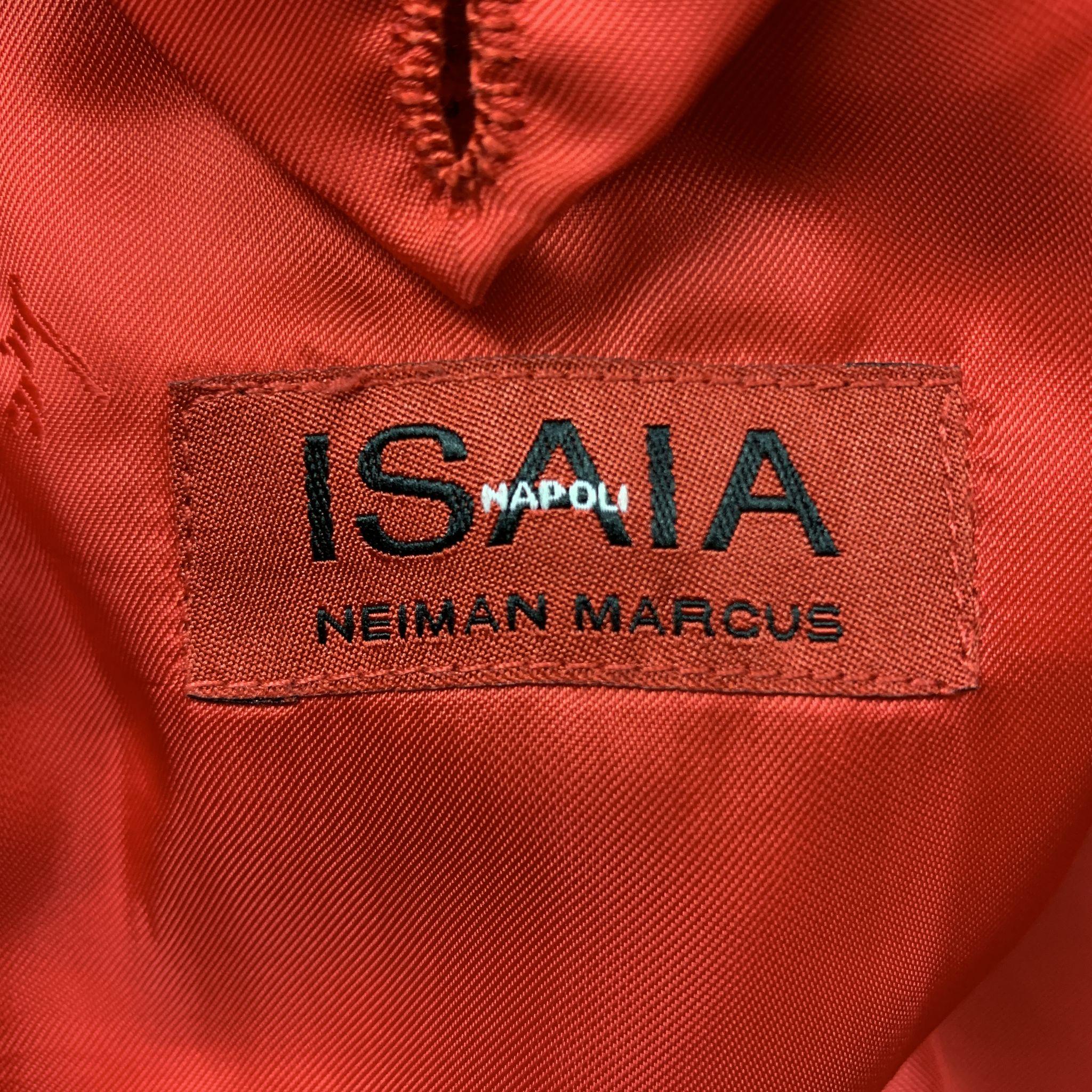 Men's ISAIA 42 Brown Plaid Wool Notch Lapel Sport Coat / Blazer / Jacket