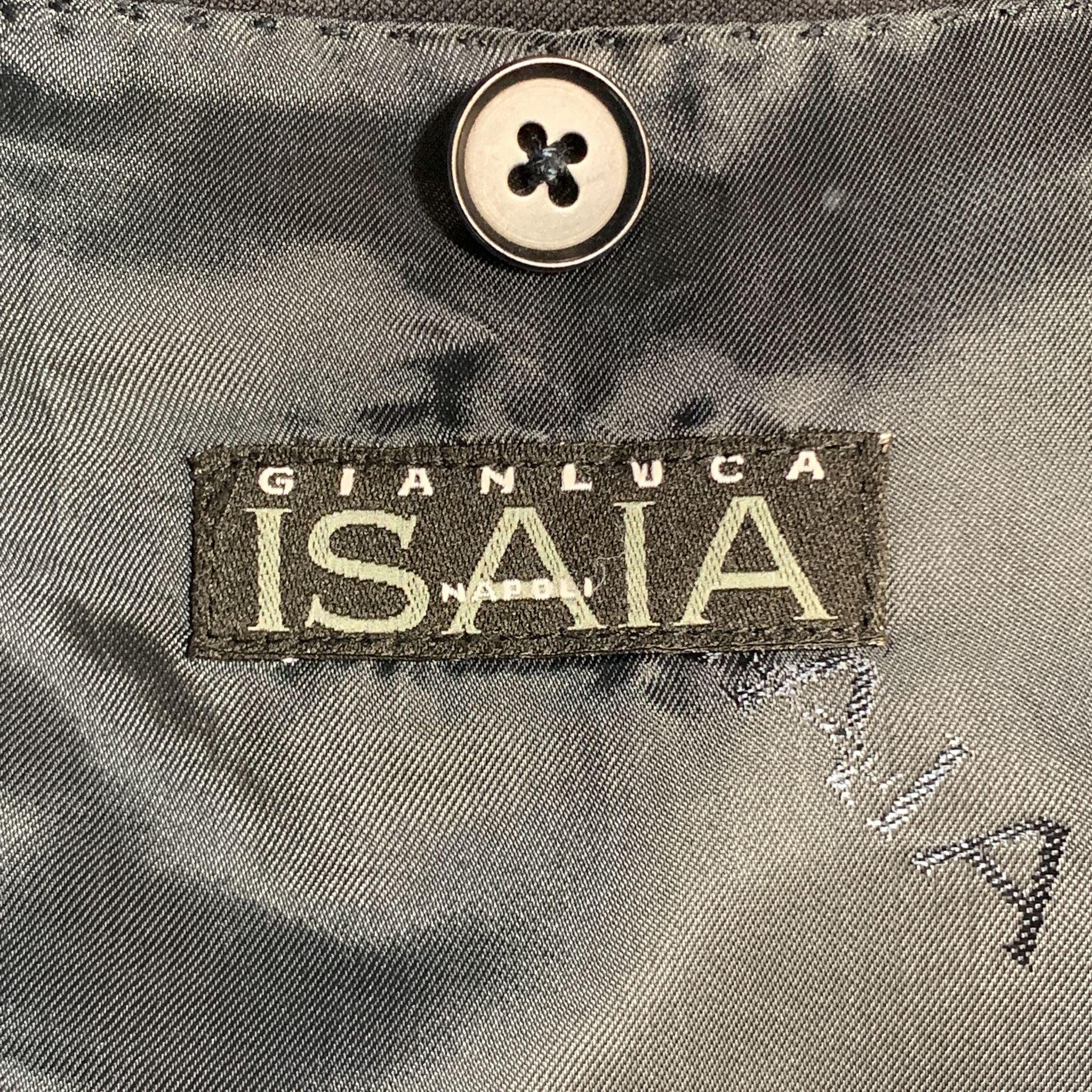 ISAIA 42 Long Black Wool Notch Lapel  Sport Coat For Sale 2