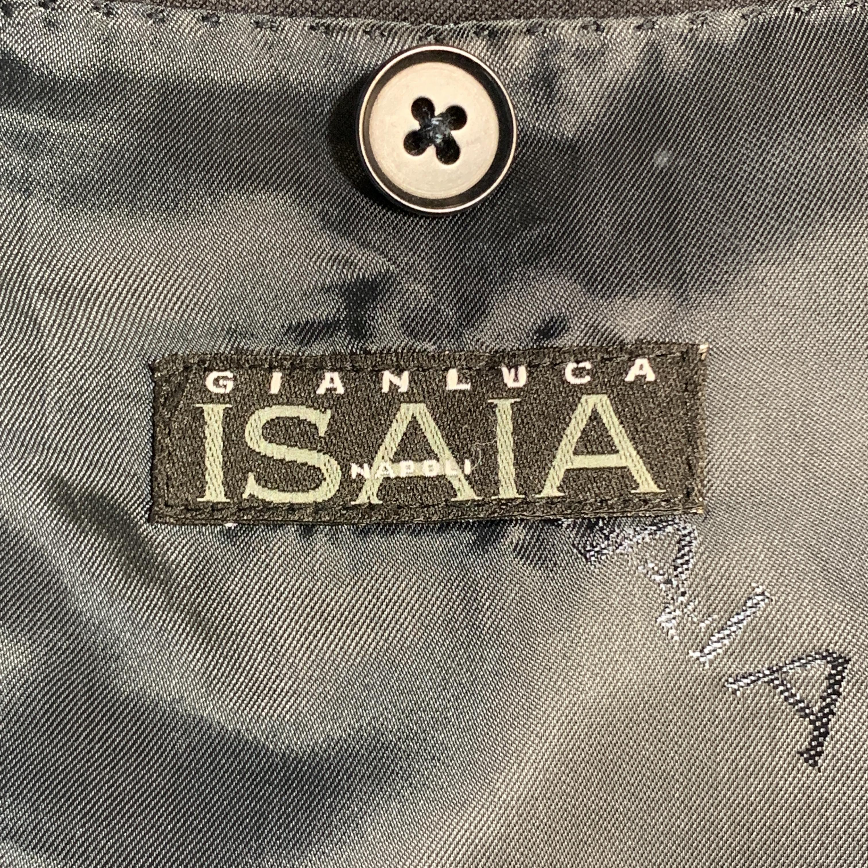 ISAIA 42 Long Black Wool Notch Lapel Sport Coat In Excellent Condition In San Francisco, CA