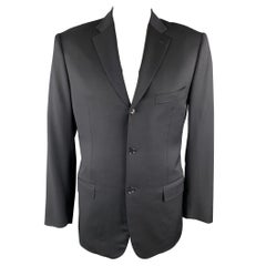 ISAIA 42 Lang Schwarz Wolle Notch Revers  Sportmantel