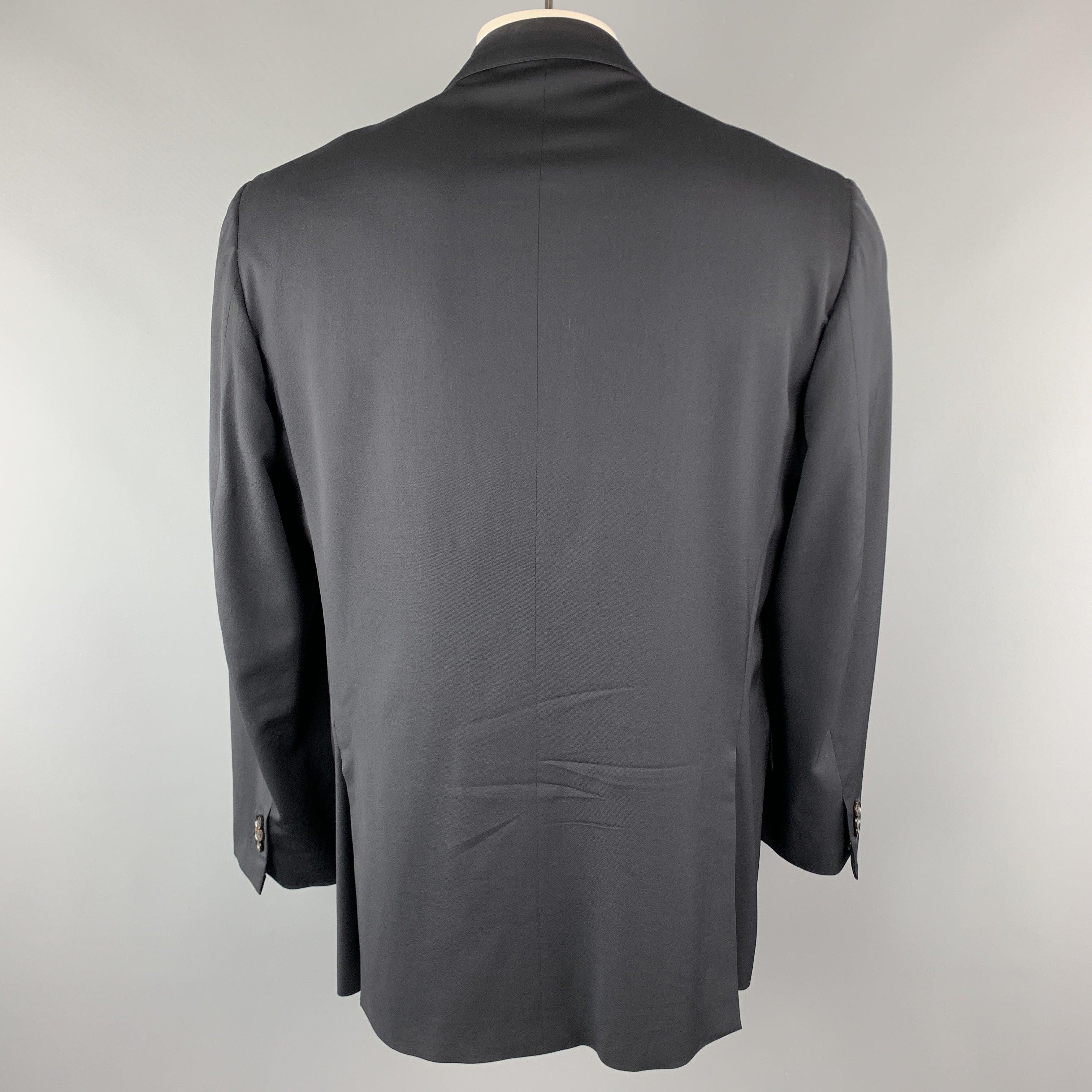ISAIA 48 Long Black Wool Notch lapel Single Breasted Sport Coat In Excellent Condition For Sale In San Francisco, CA