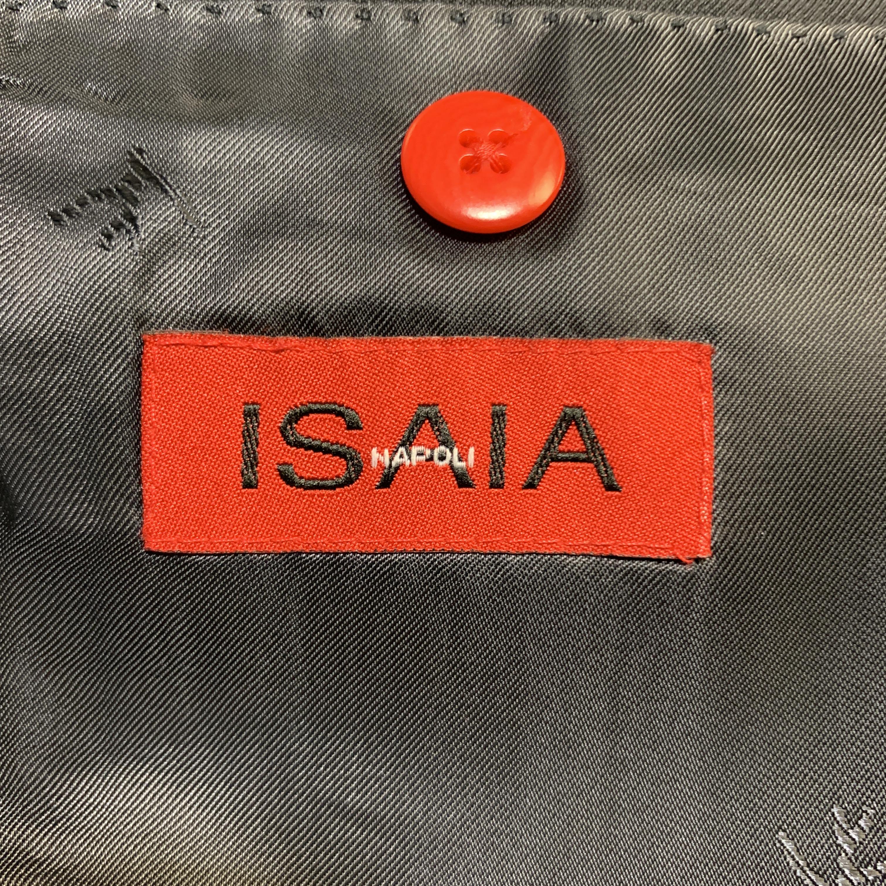 ISAIA 48 Long Black Wool Notch lapel Single Breasted Sport Coat 2