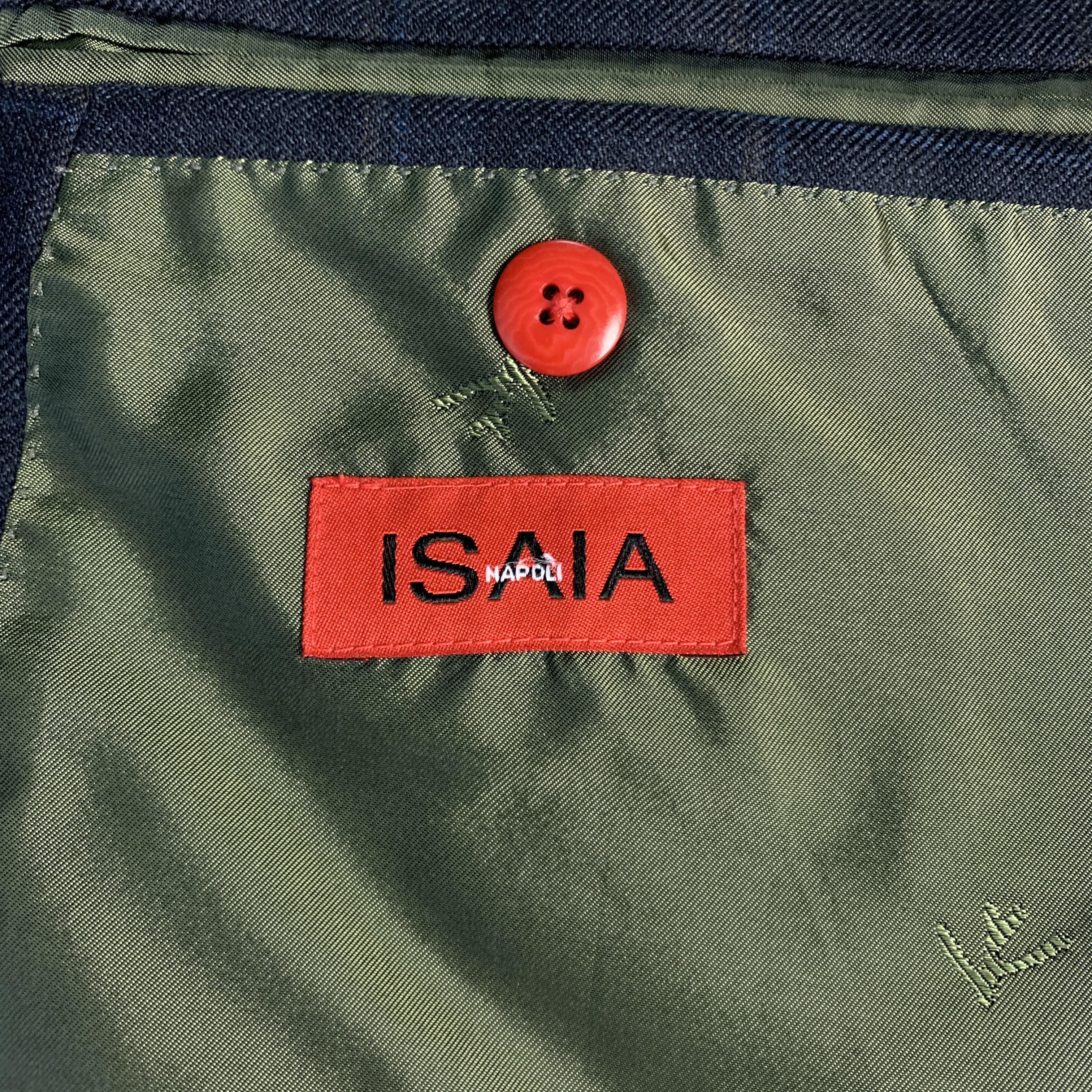 ISAIA 48 Navy Window Pane Wool Notch Lapel Sport Coat 2
